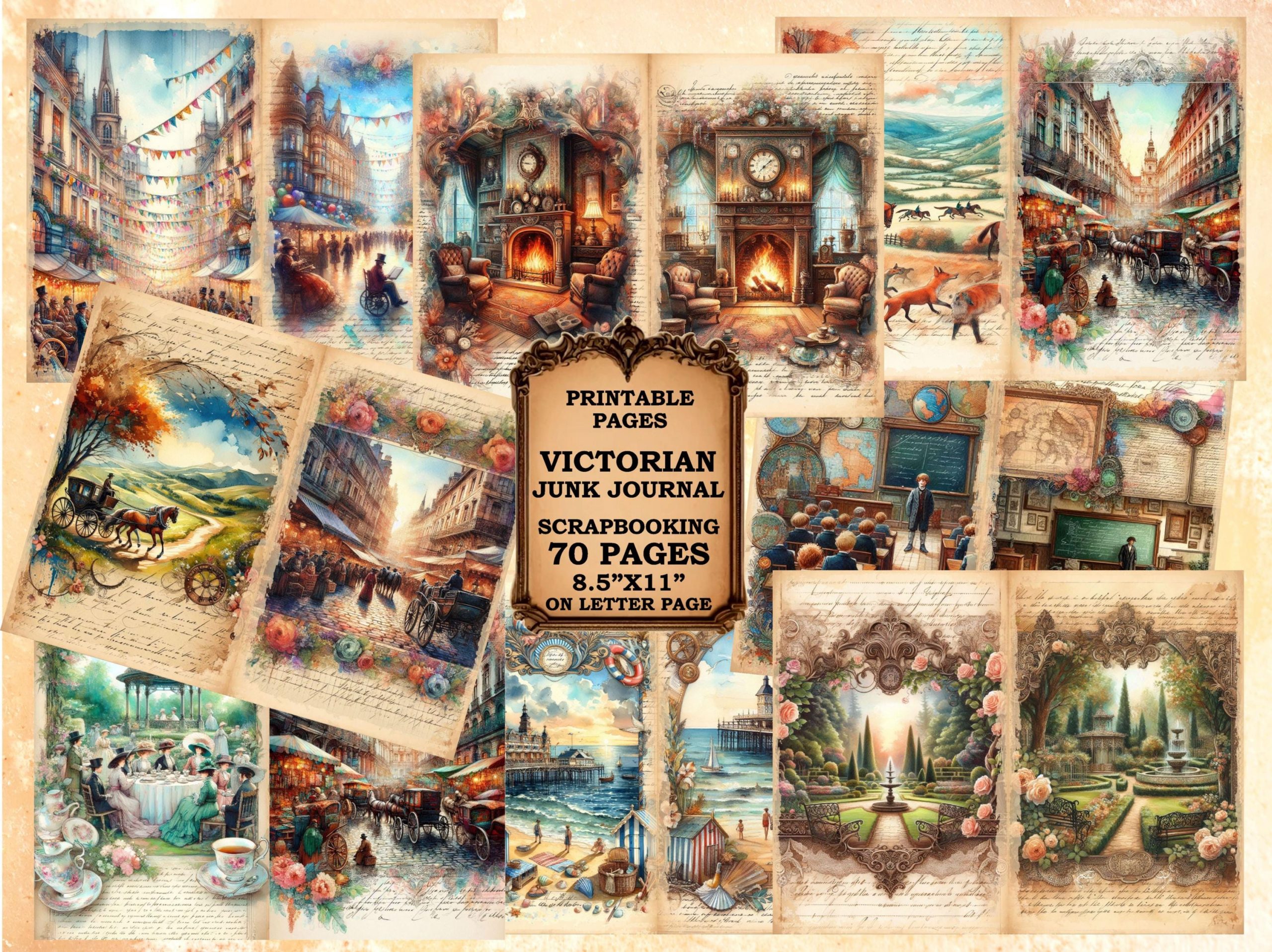70 Victorian Junk Journal Digital | Victorian Scrapbook Paper | Ephemera Collage Scrapbook Pages Printable | Nostalgia Digital Junk Journal – Instant Digital Download