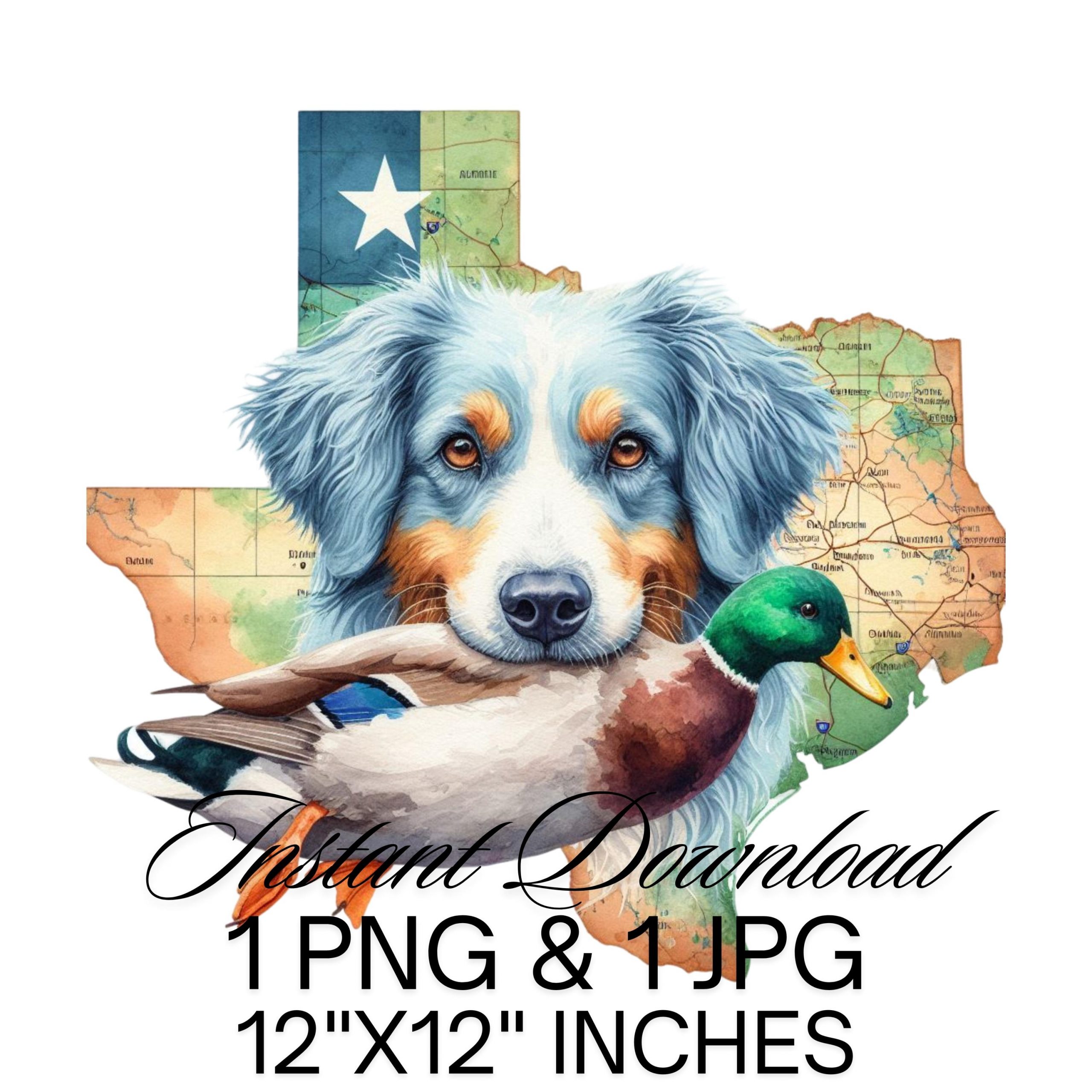 Texas Duck Hunting Dog PNG | English Setter Dog TX Map Duck Hunter Sublimation | Duck Sublimation | Digital Download Commercial Use – Instant Digital Download