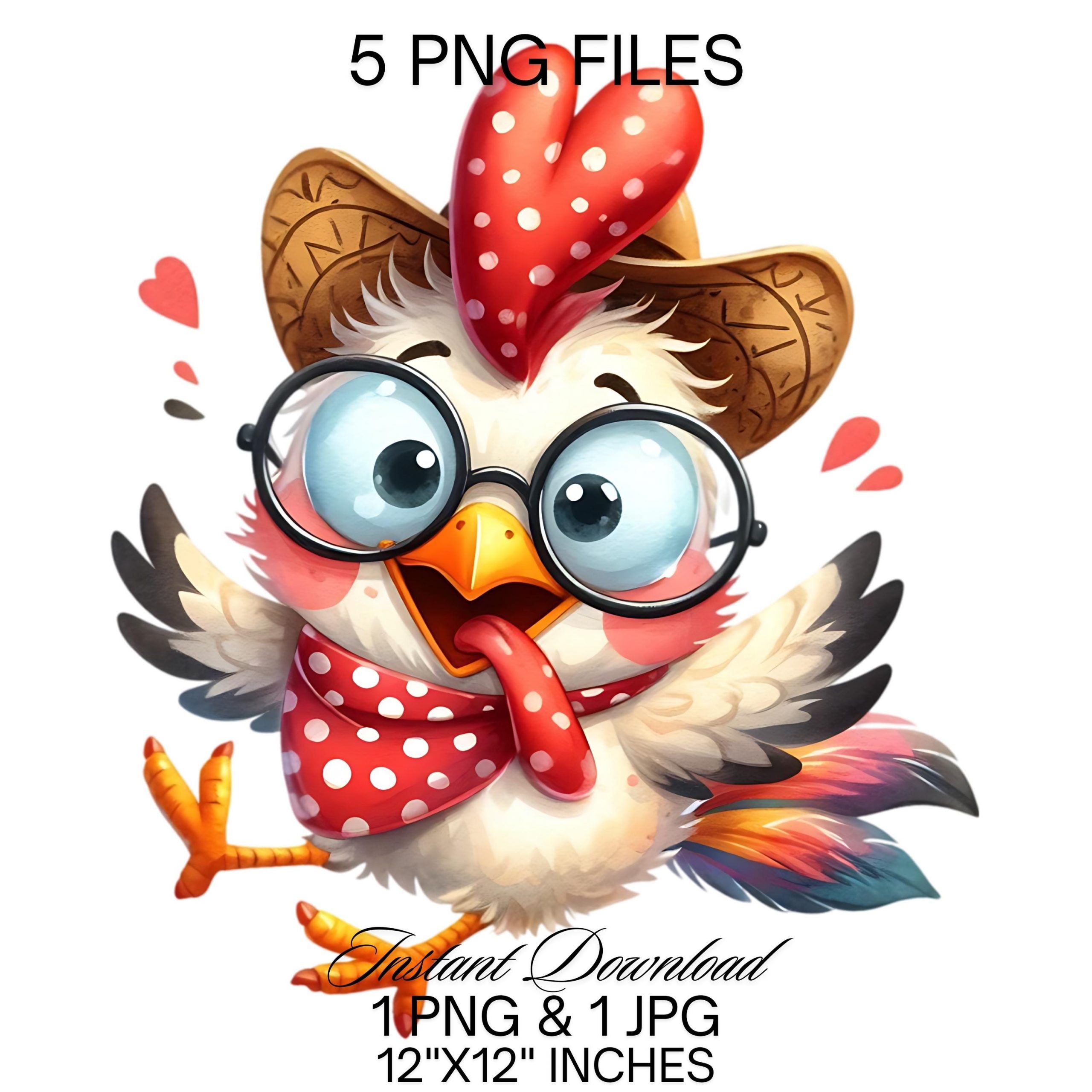 Funny Rooster PNG | 5 Cute Chanticleer Cock PNG Sublimation | Crazy Rooster png | Digital Download | Farm Life | Cockerel PNG Commercial Use – Instant Digital Download