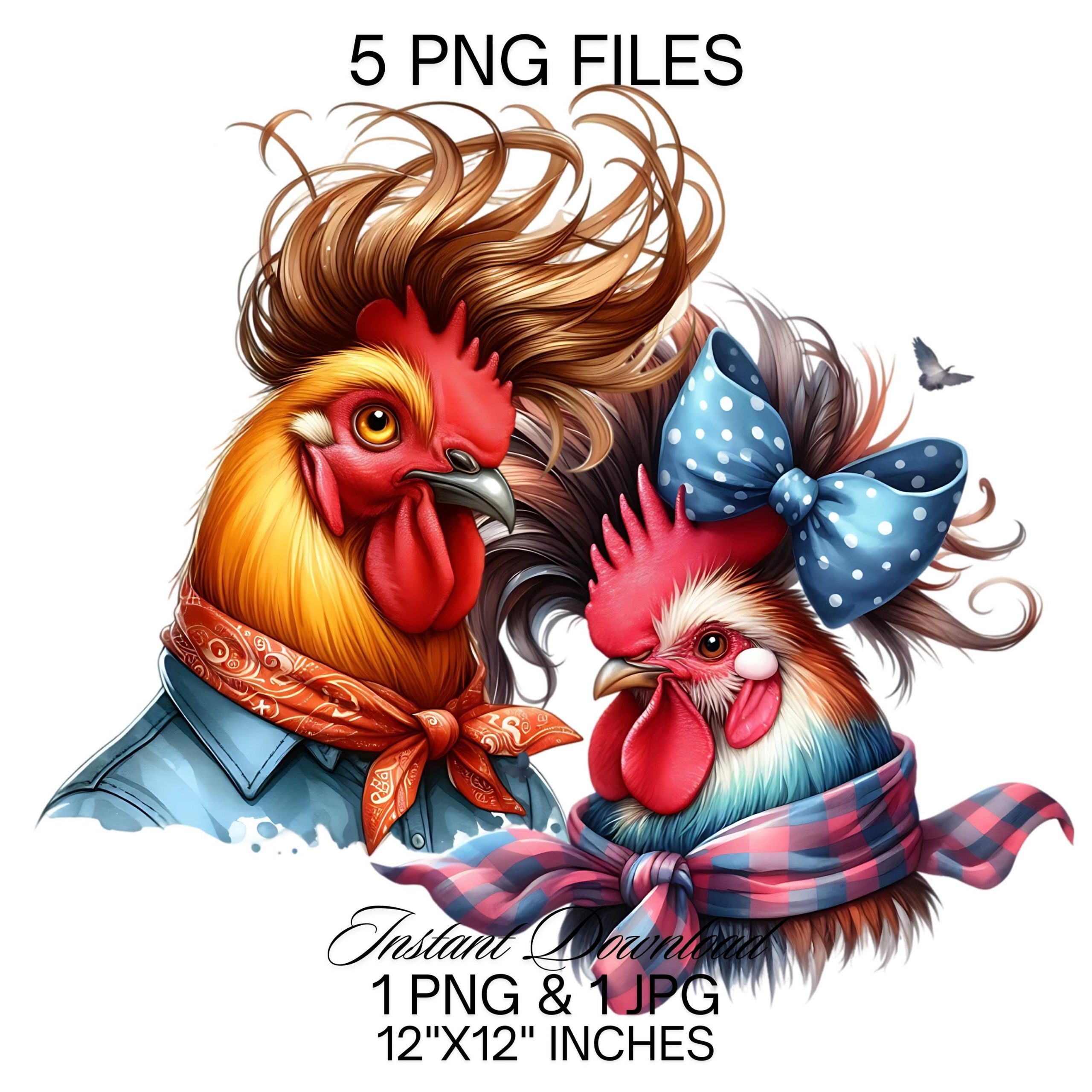 LGBTQ+ Couple Shirt Desing Clipart PNG | 5 Funny Roosters Cute Gay Couple for Gay Husband Illustration | Boyfriend Outfit PNG Commercial Use – Instant Digital Download