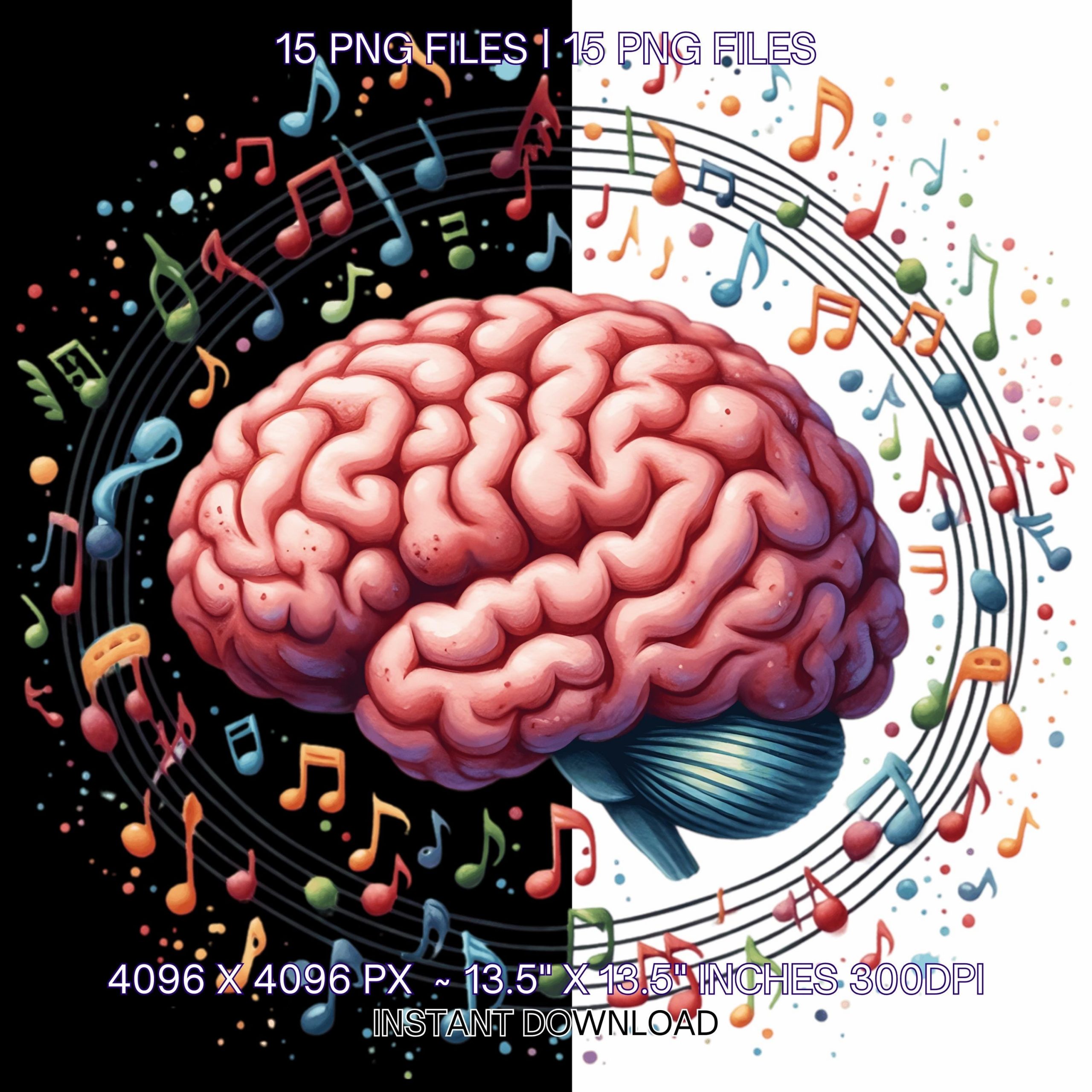 15 Brain Clipart | Watercolor Colorful Painted Brain PNG Illustrations | Transparent PNG Graphics Digital Illustration Commercial Use – Instant Digital Download