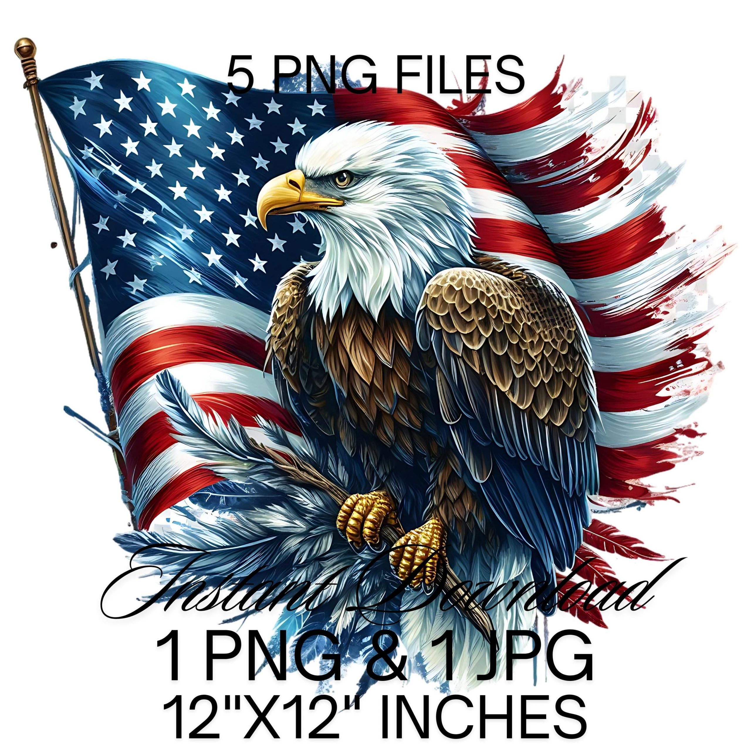 Eagle Flag PNG | 5 Patriotic USA Eagle Flag Clipart Bird Eagle Commercial Use Transparent Clipart Eagle Flag Sublimation United States Eagle – Instant Digital Download