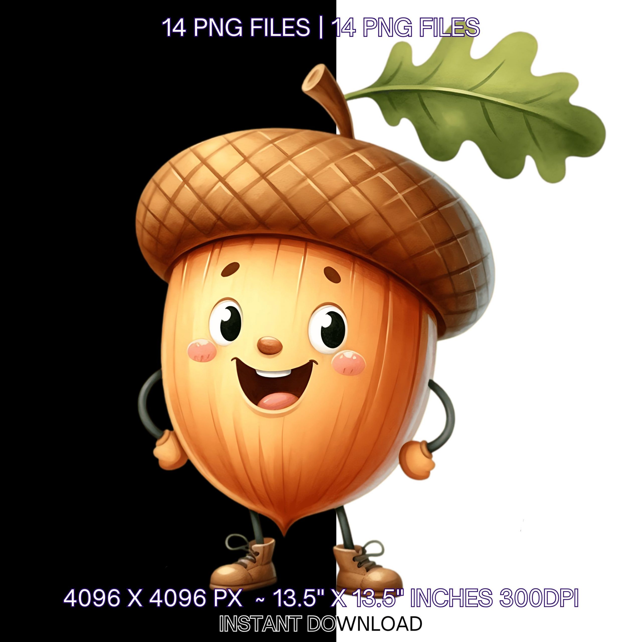 14 Cute Acorn Clipart | Fall Acorn Clipart | Watercolor Acorn, Acorn PNG | Food Clipart | Acorn Art PNG Scrapbook Bundle Commercial Use – Instant Digital Download