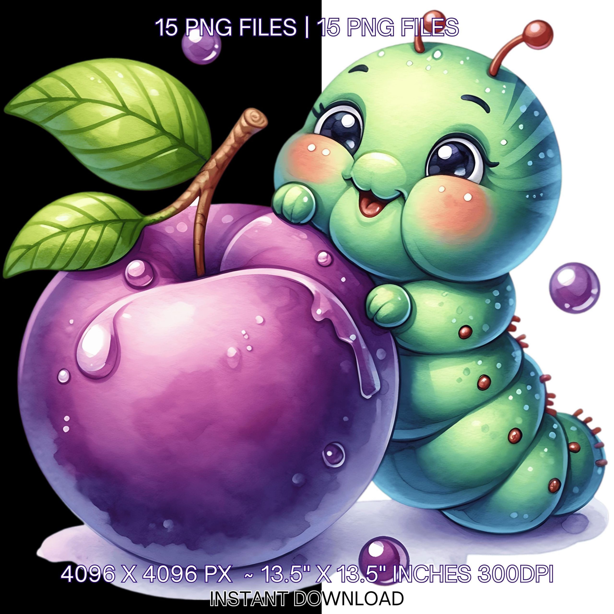 15 Caterpillar Clipart | Hungry Caterpillar Clip Art | Very Hungry Caterpillar PNG | Hungry Caterpillar Food PNG Clipart | Commercial Use – Instant Digital Download