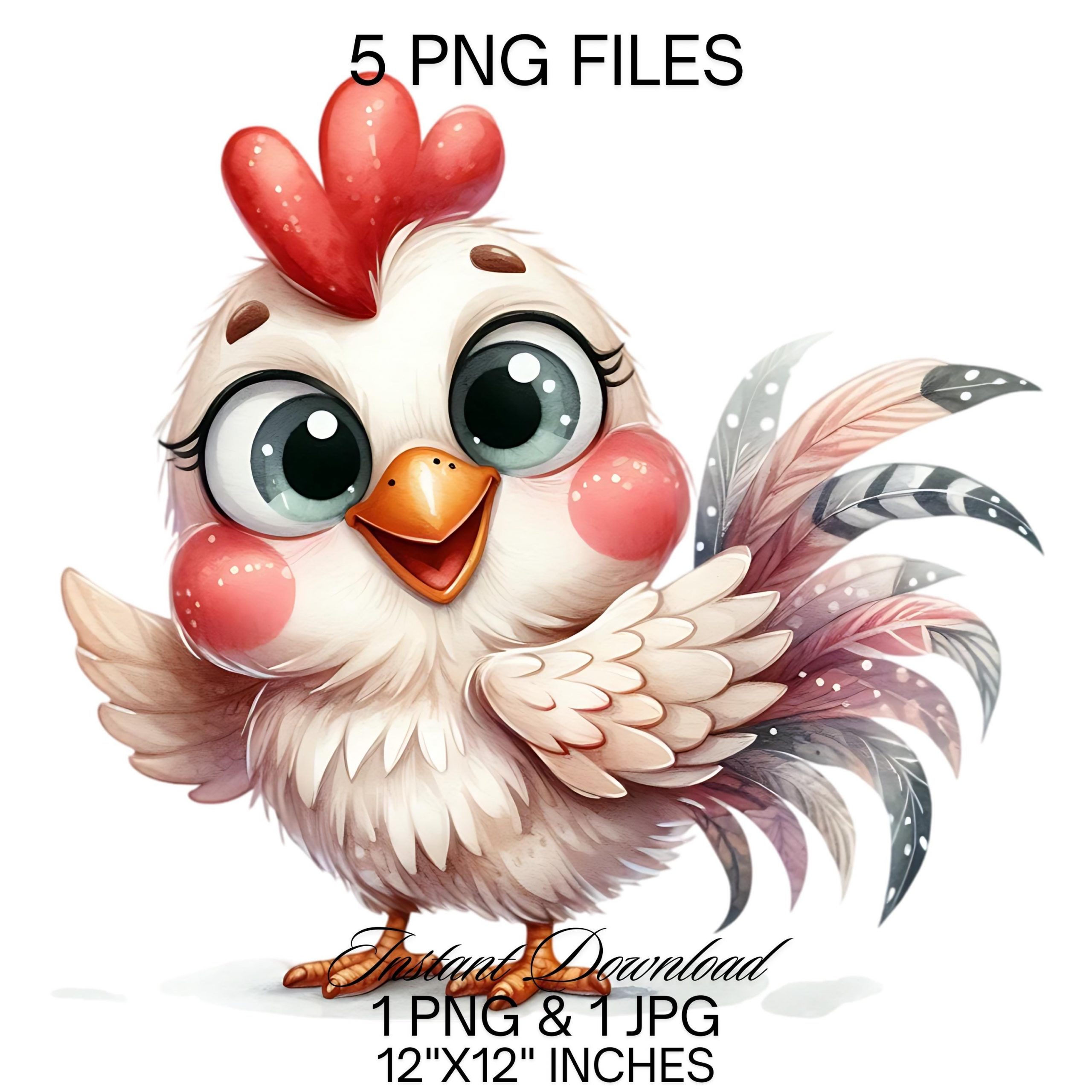 Funny Crazy Chicken PNG | 5 Cute Chicken PNG Sublimation Clipart | Chicken Digital Download | Farm Life Chicken Chick PNG Commercial Use – Instant Digital Download