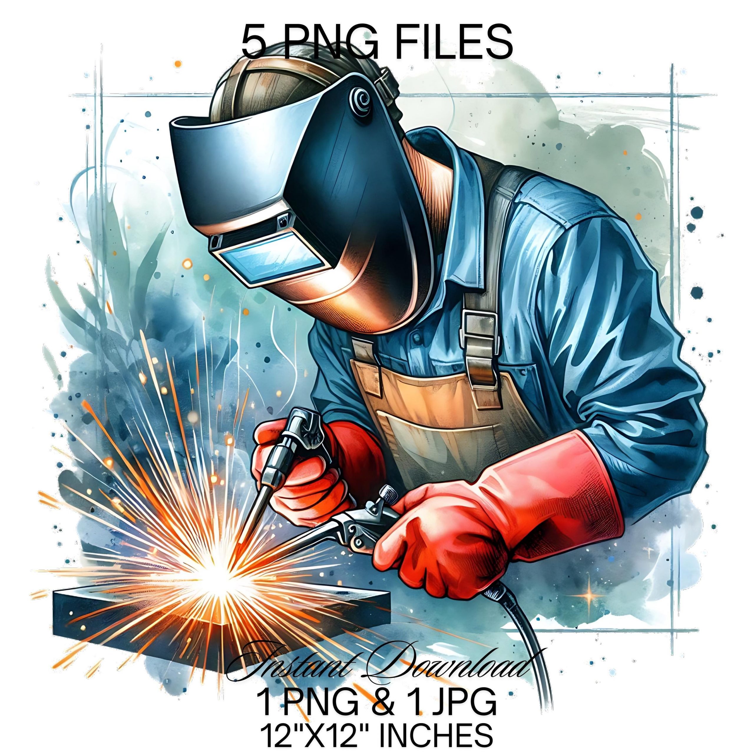 Welding PNG Clipart | Iron Worker Welder  | Watercolor Welding Watercolor Illustration Clipart | Welding Welder PNG Graphic Commercial Use – Instant Digital Download