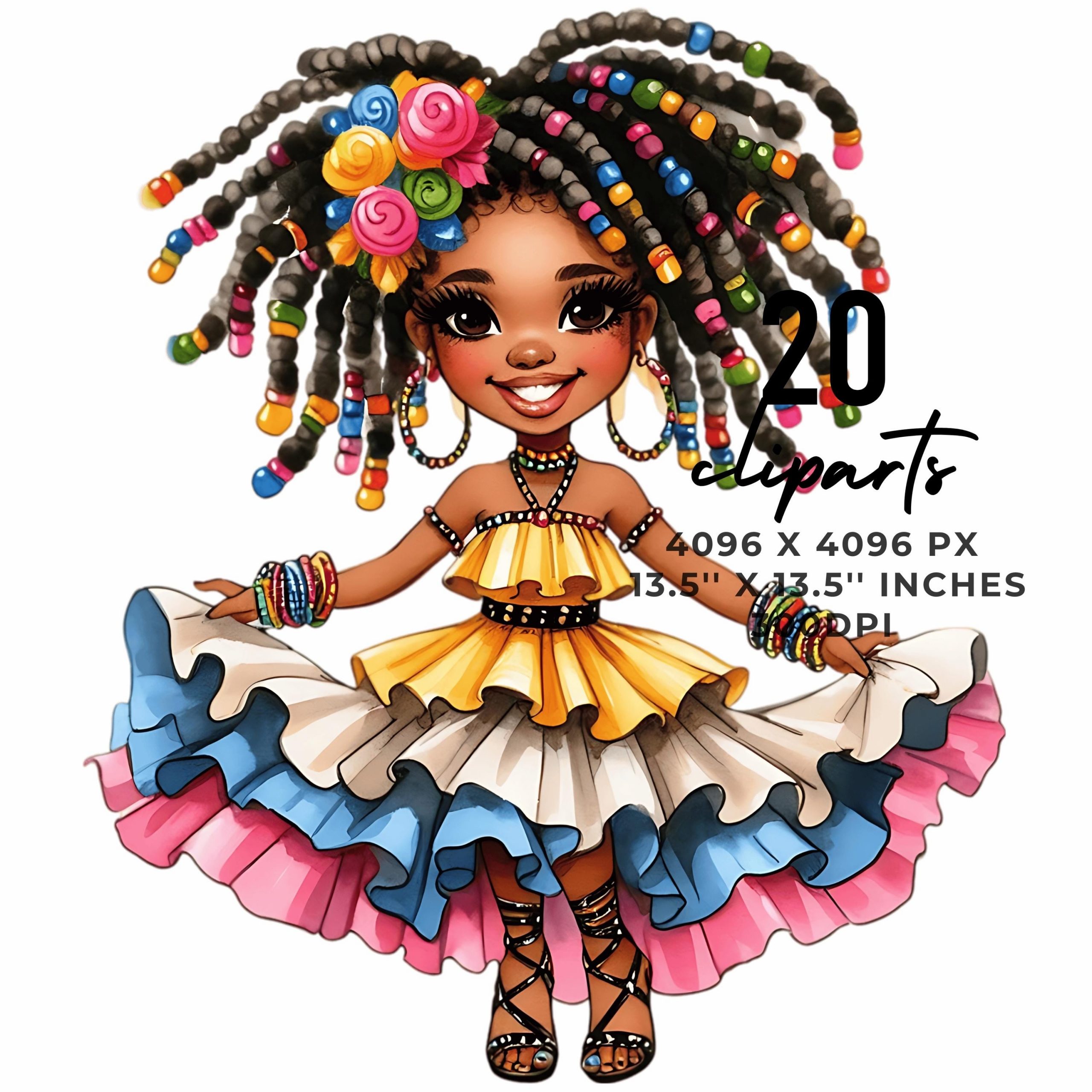 Woman Clipart Bundle | Black Woman in Dress 20 PNG 20 JPG | Fashion Clip Art | Whimsical Ephemera for Junk Journaling | Commercial Use – Instant Digital Download