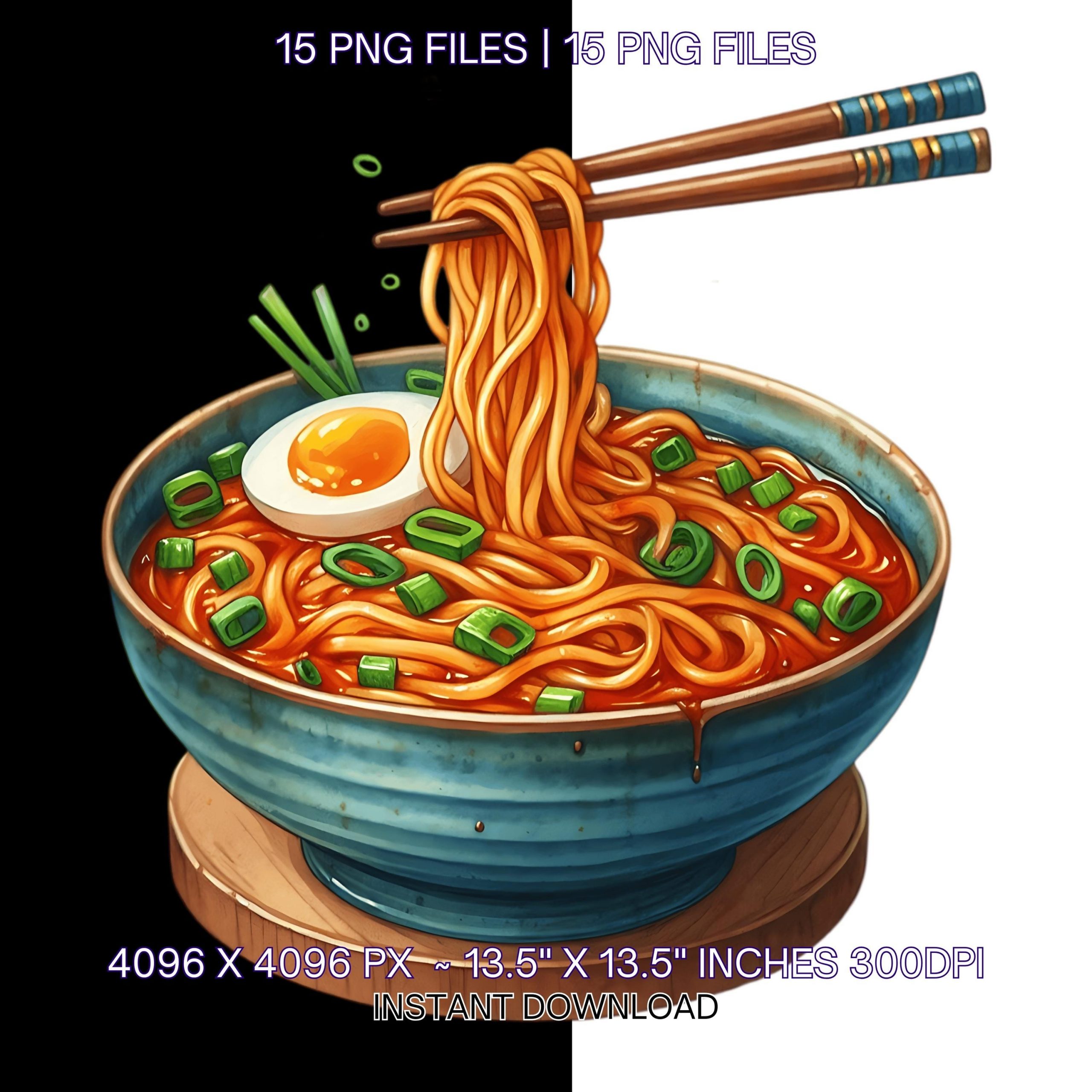 15 Noodles Art Clipart | Hot Soup In A Bowl PNG | Asian Food Clip Art | Cooking Clipart | Watercolor Pasta Graphics | Commercial Use – Instant Digital Download