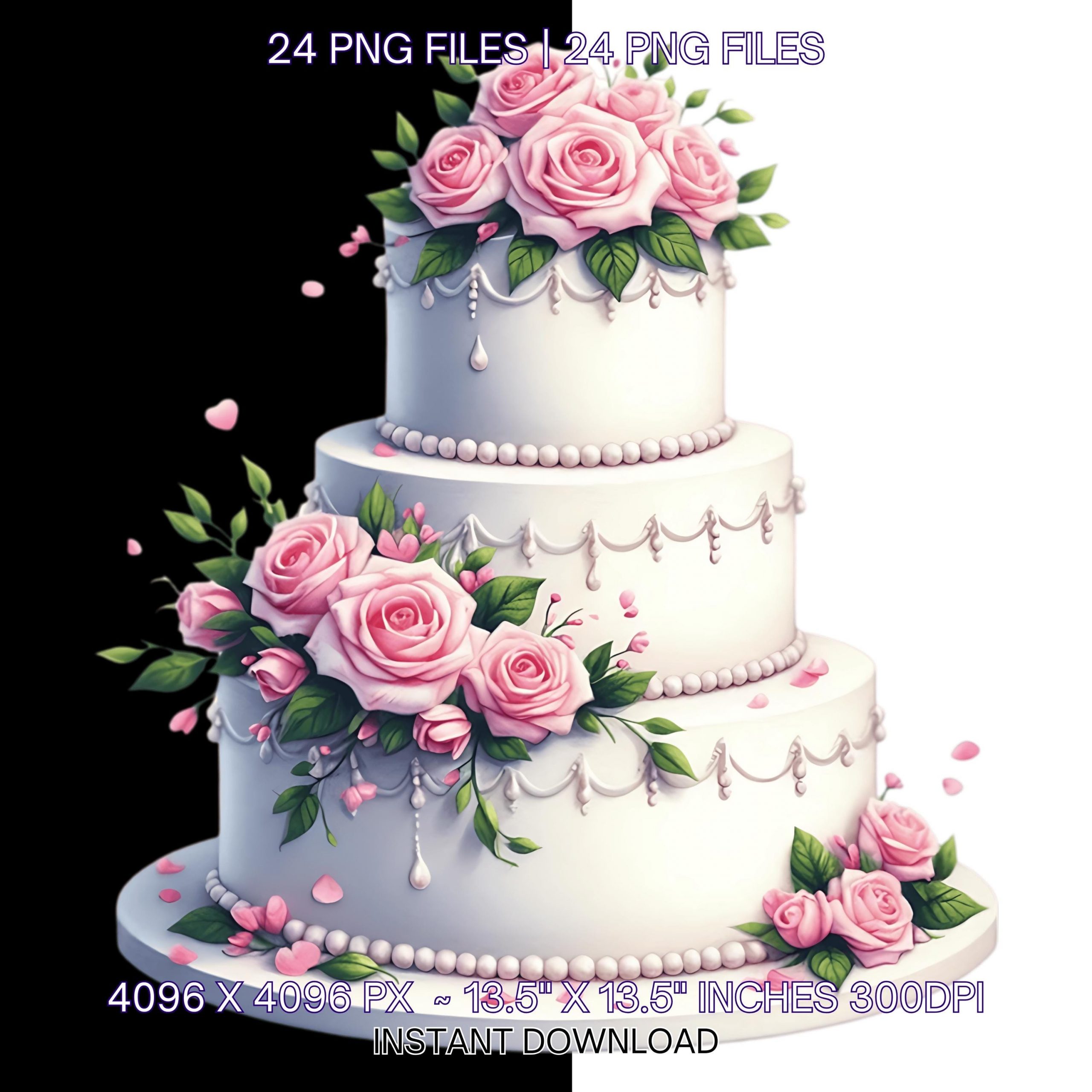 24 Wedding Cake Clipart | Floral Cake Clip Art | Fruit Chocolate Cake Watercolor High-Quality PNGs Paper crafts Journaling | Commercial Use – Instant Digital Download