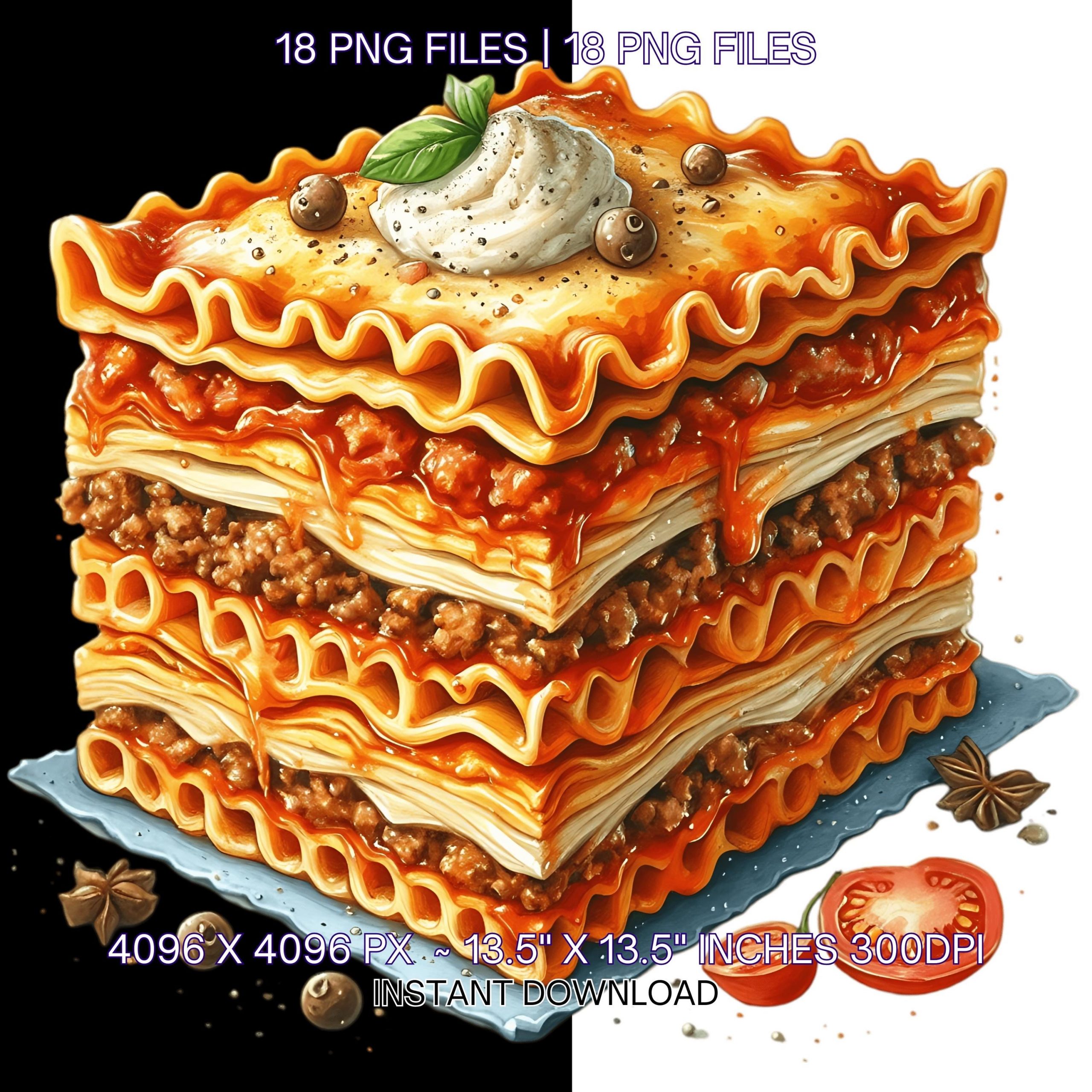 18 Pasta Illustration | Italian Pasta Print | Fast Food Clipart | Spaghetti Clipart | Watercolor Italian Culture PNGs JPGs Commercial Use – Instant Digital Download