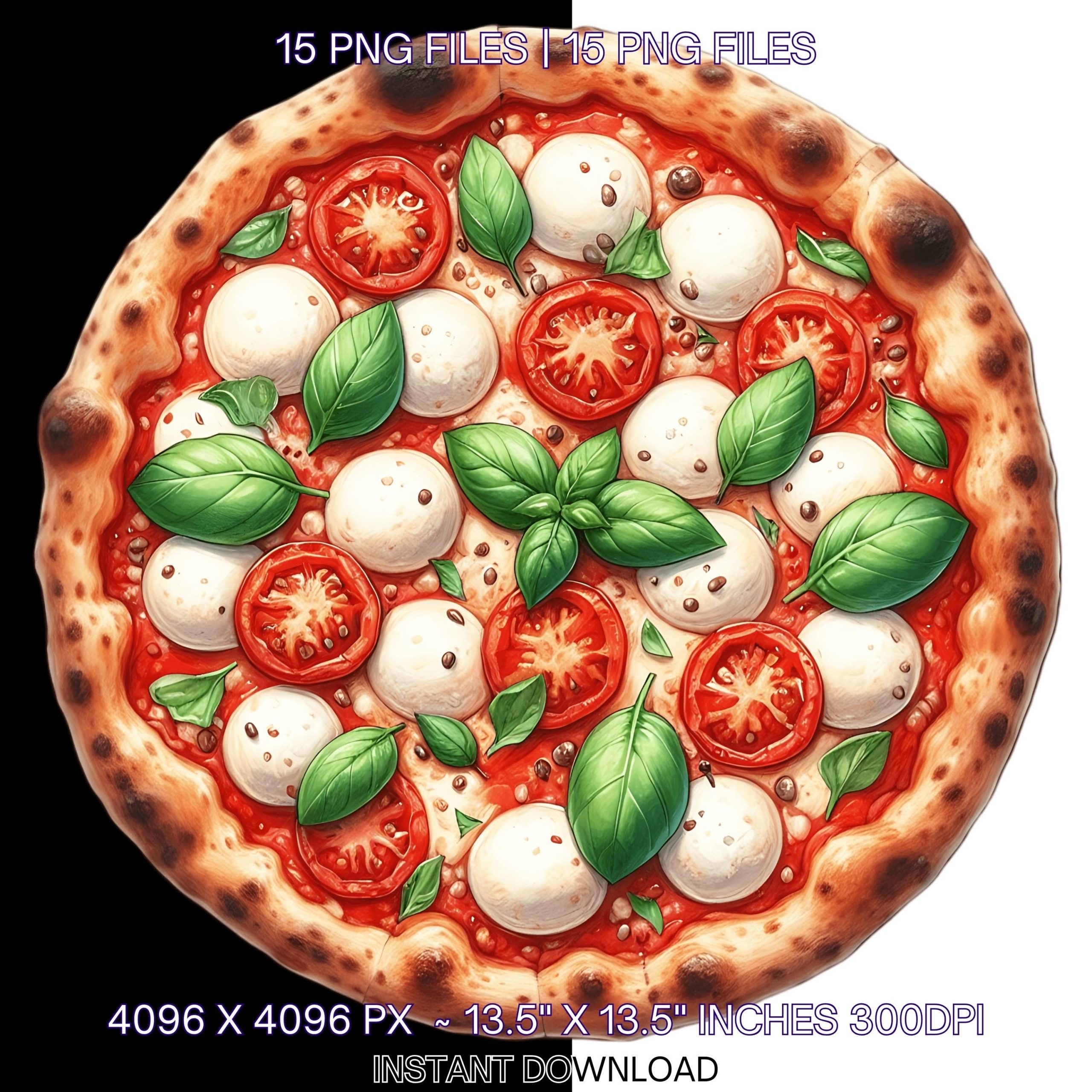 15 Pizza Illustration | Pizza Clipart | Fast Food Clipart | Pizza PNG | Watercolor Italian Culture High Quality PNGs JPGs Commercial Use – Instant Digital Download
