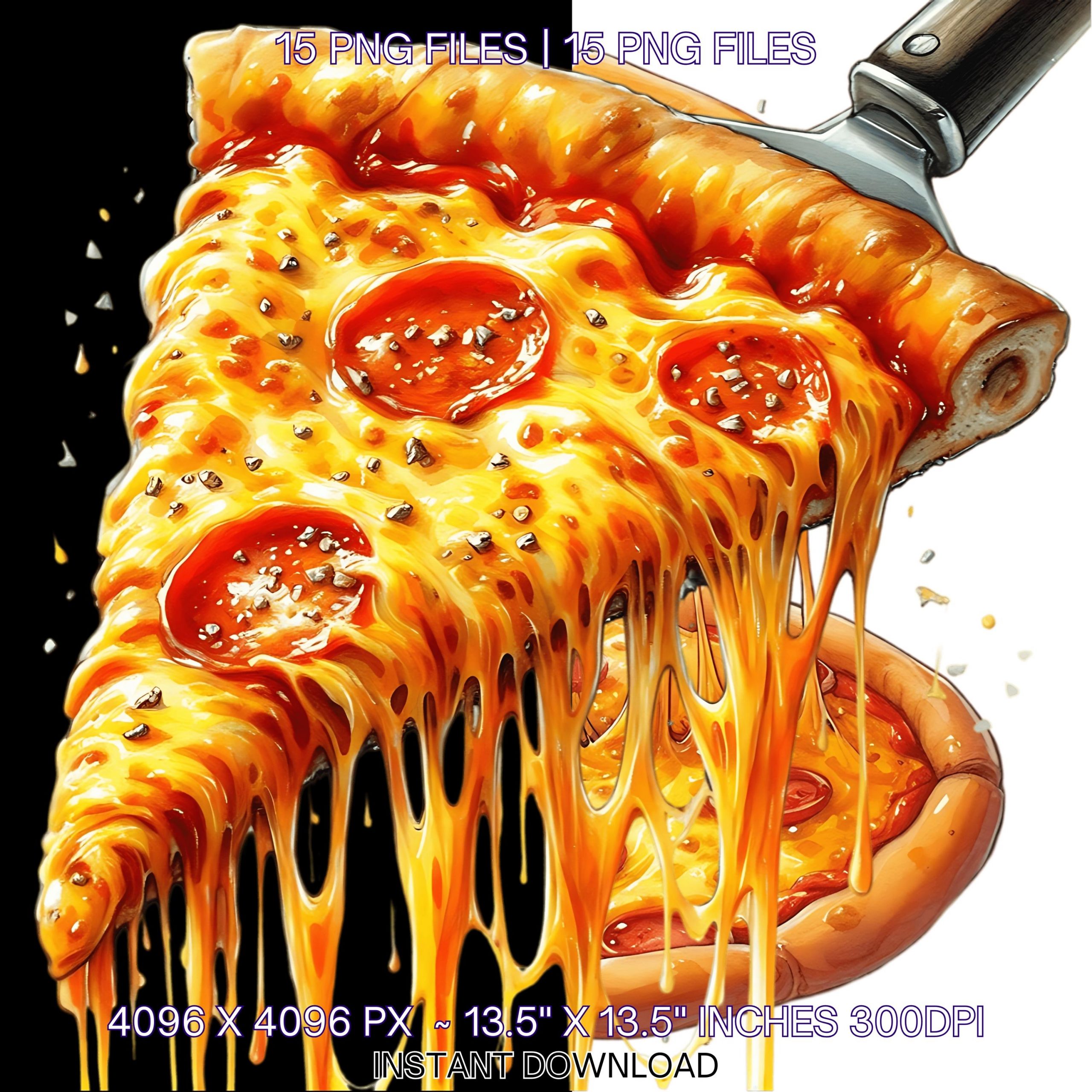 15 Pizza Illustration | Pizza Slice PNG | Fast Food Clipart | Pizza PNG | Watercolor Italian Culture High Quality PNGs JPGs Commercial Use – Instant Digital Download