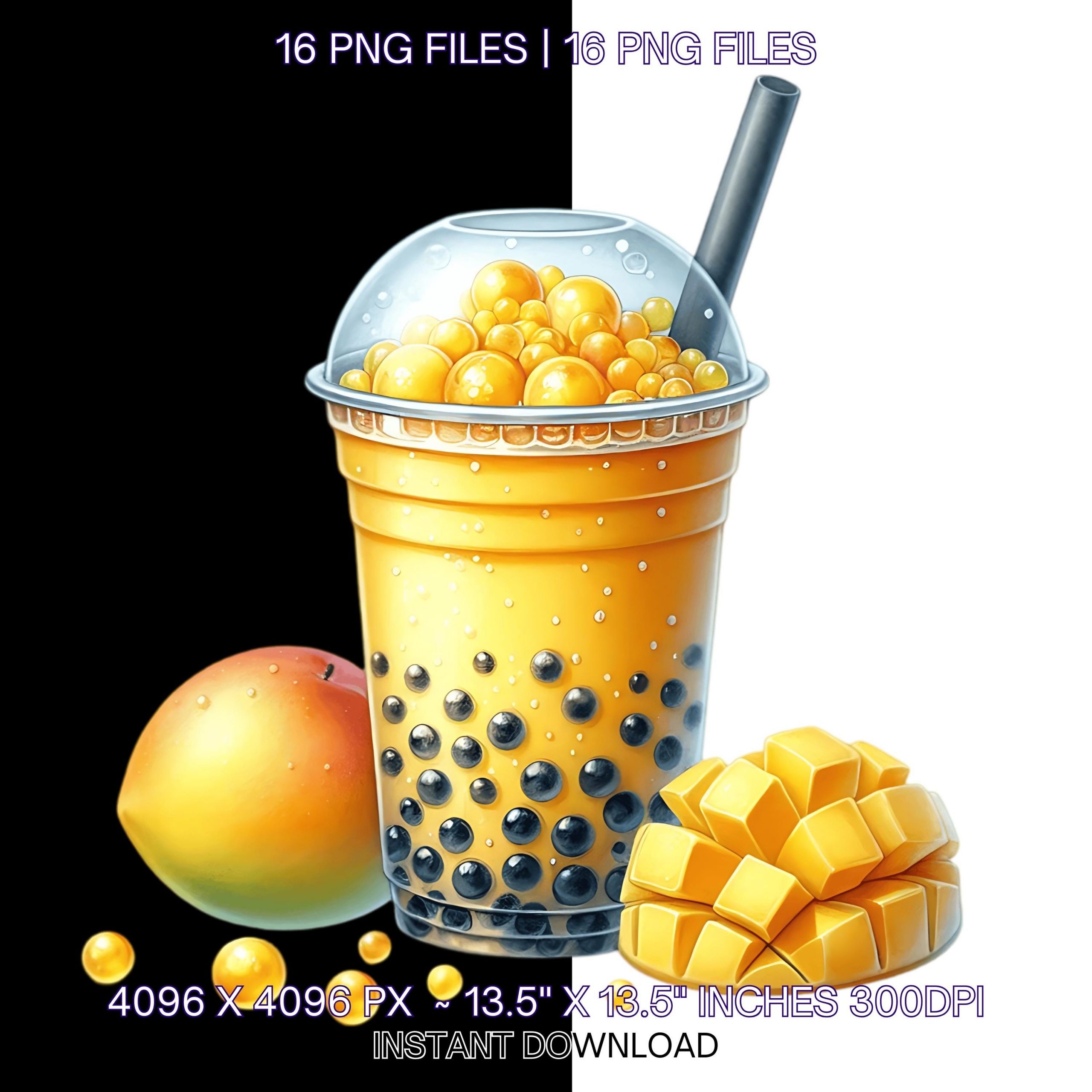 Bubble Tea Clipart 16 PNG 16 JPG | Cute Kawaii Boba Tea Illustrations | Bubble Tea Clip Art Set | Drink Graphics | Commercial Use – Instant Digital Download