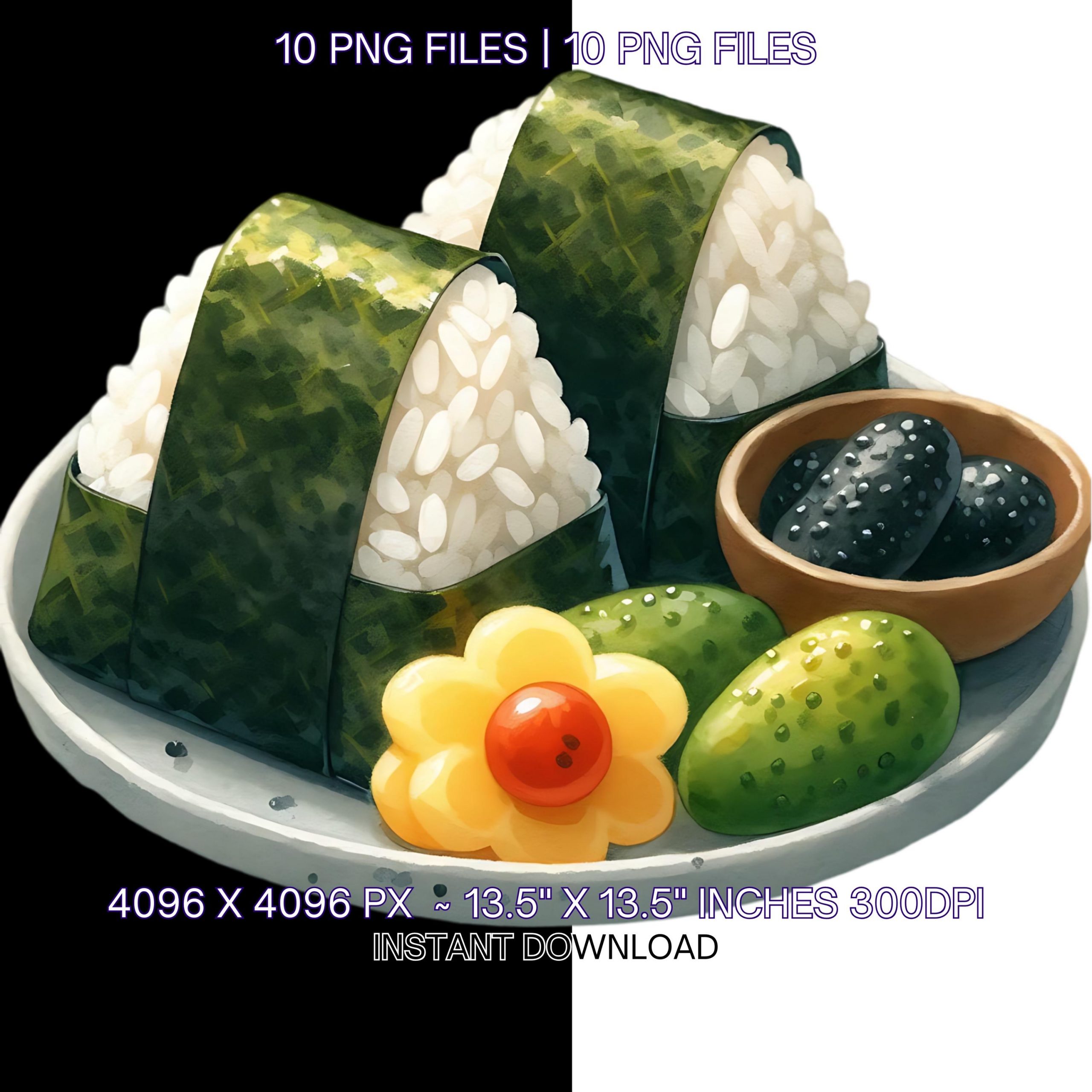 10 Japanese Food Clipart PNG | Watercolour Asian Food Transparent Clipart Bundle Journal | Food Stickers | Food JPGs PNGs Commercial Use – Instant Digital Download