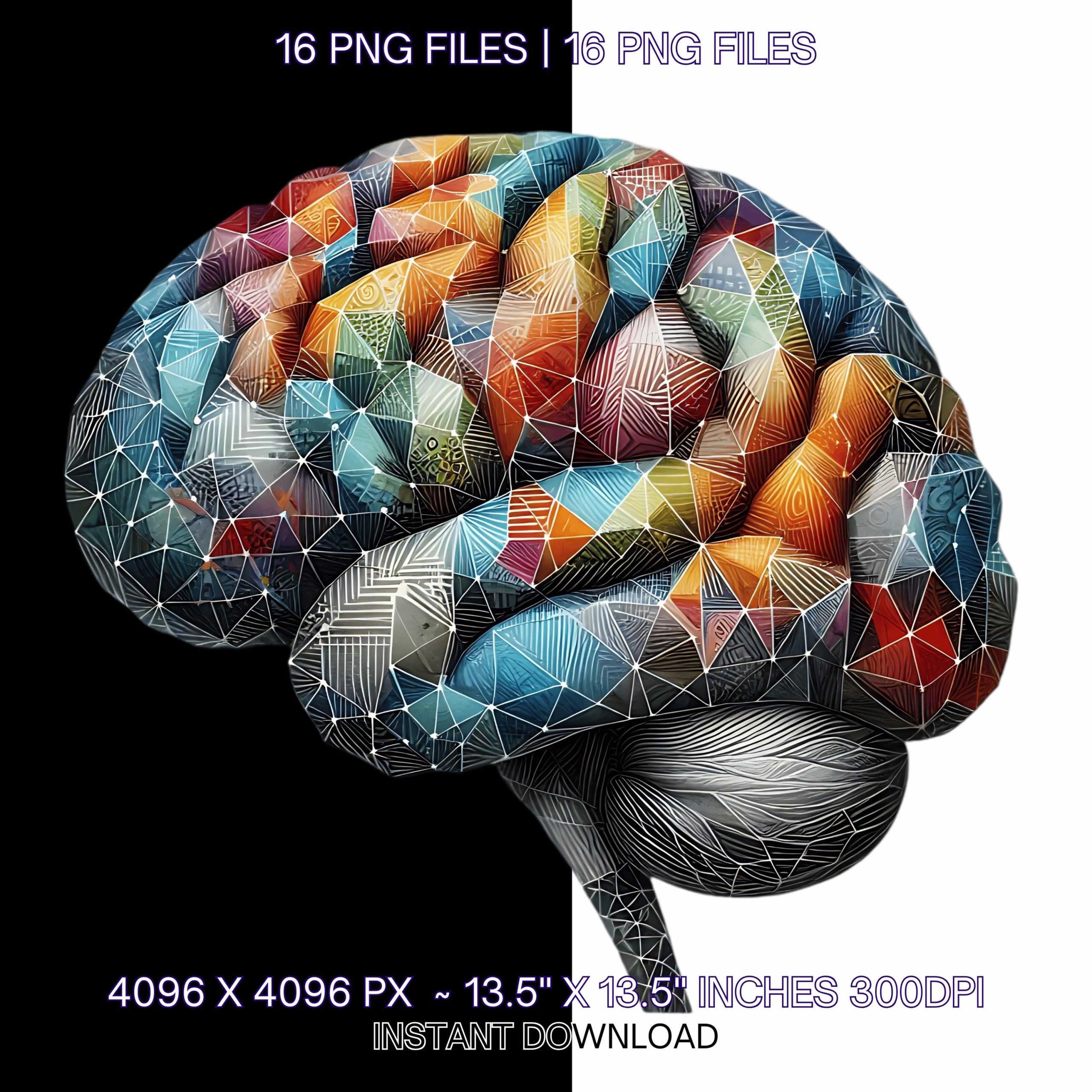 Watercolor Brain Thinking Clipart | Mind Clip Art | Colorful Painted Head Brain Clipart Transparent PNG Digital  16 PNG-JPG Commercial Use – Instant Digital Download