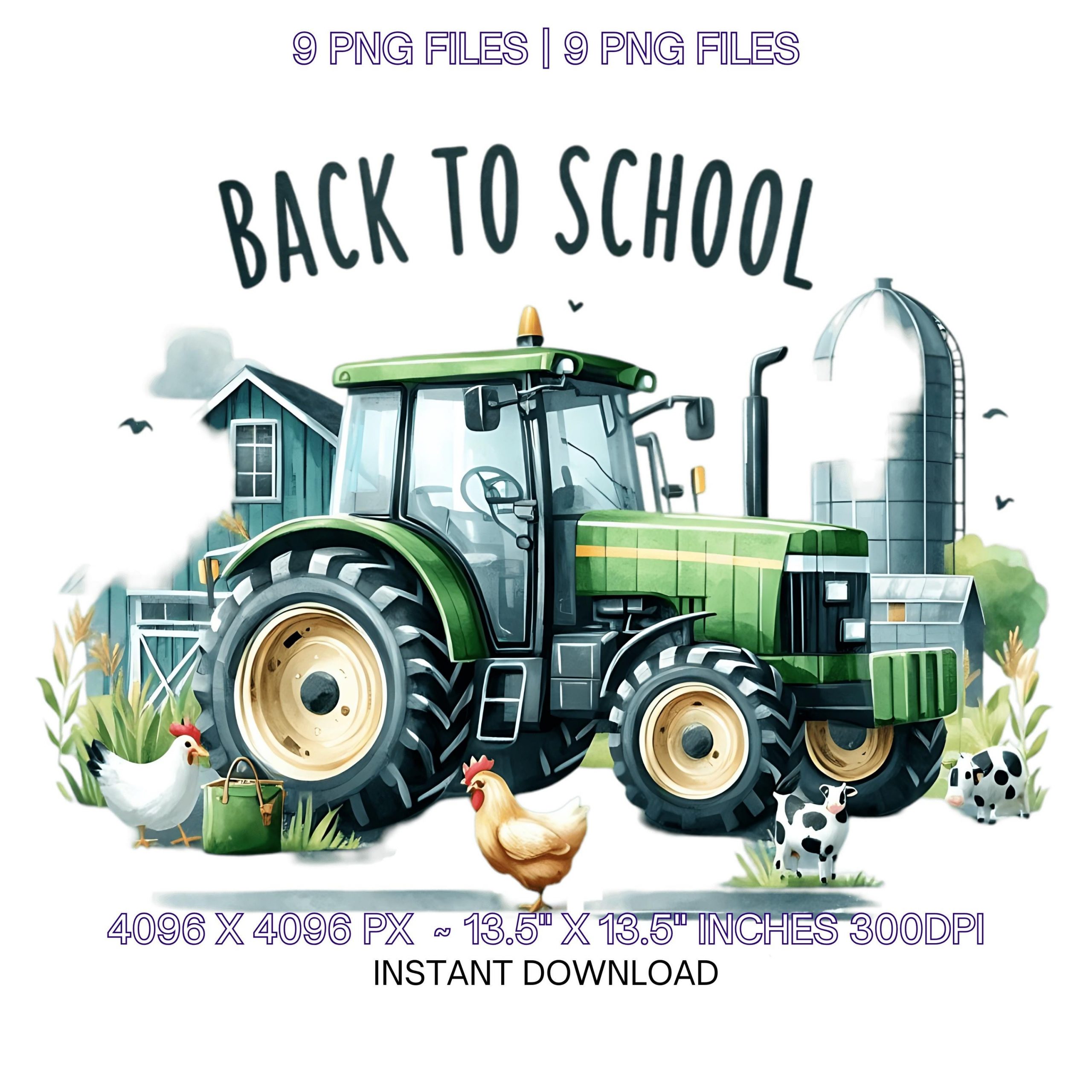 6 Back to School Tractor PNG | Back to School Clipart PNG | Farm Barn & Tractor Backgrounds  Transparent PNG Illustration Commercial Use – Instant Digital Download