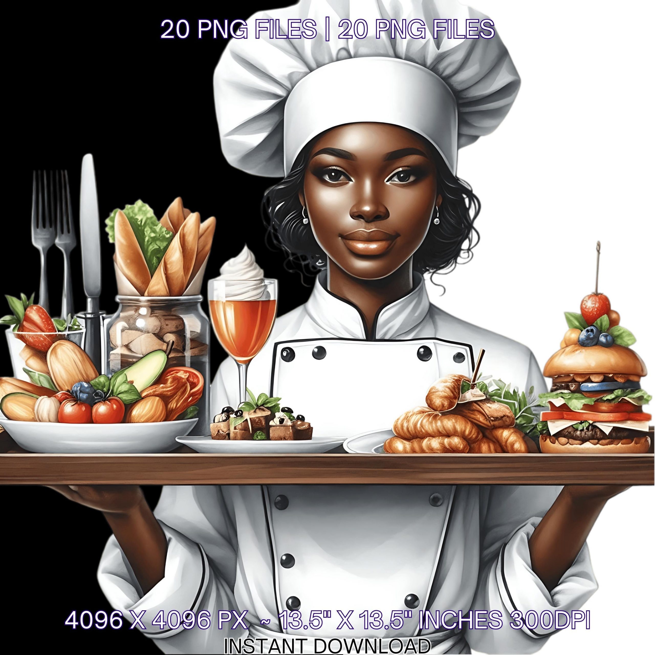 20 Chef Clipart | Women Chef Png | Woman Chef Hat Png | Chef Image | Cooking Clipart | Kitchen Clipart | Cooking Illustration Commercial Use – Instant Digital Download