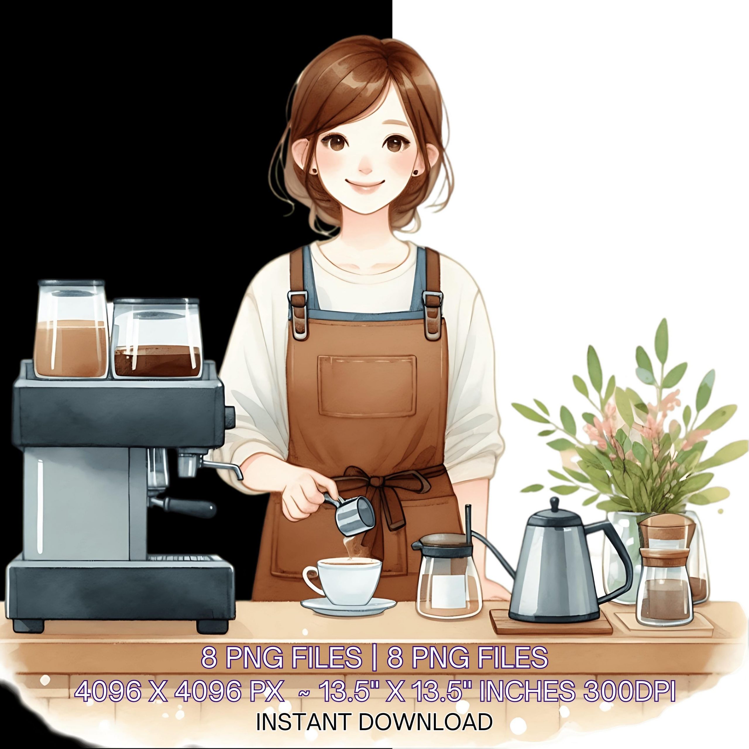 8 Barista PNG Clipart | Watercolor Barman Clipart | Restaurant Bistro Bartender PNGs JPGs | Barkeep Occupation Art Digital Commercial Use – Instant Digital Download
