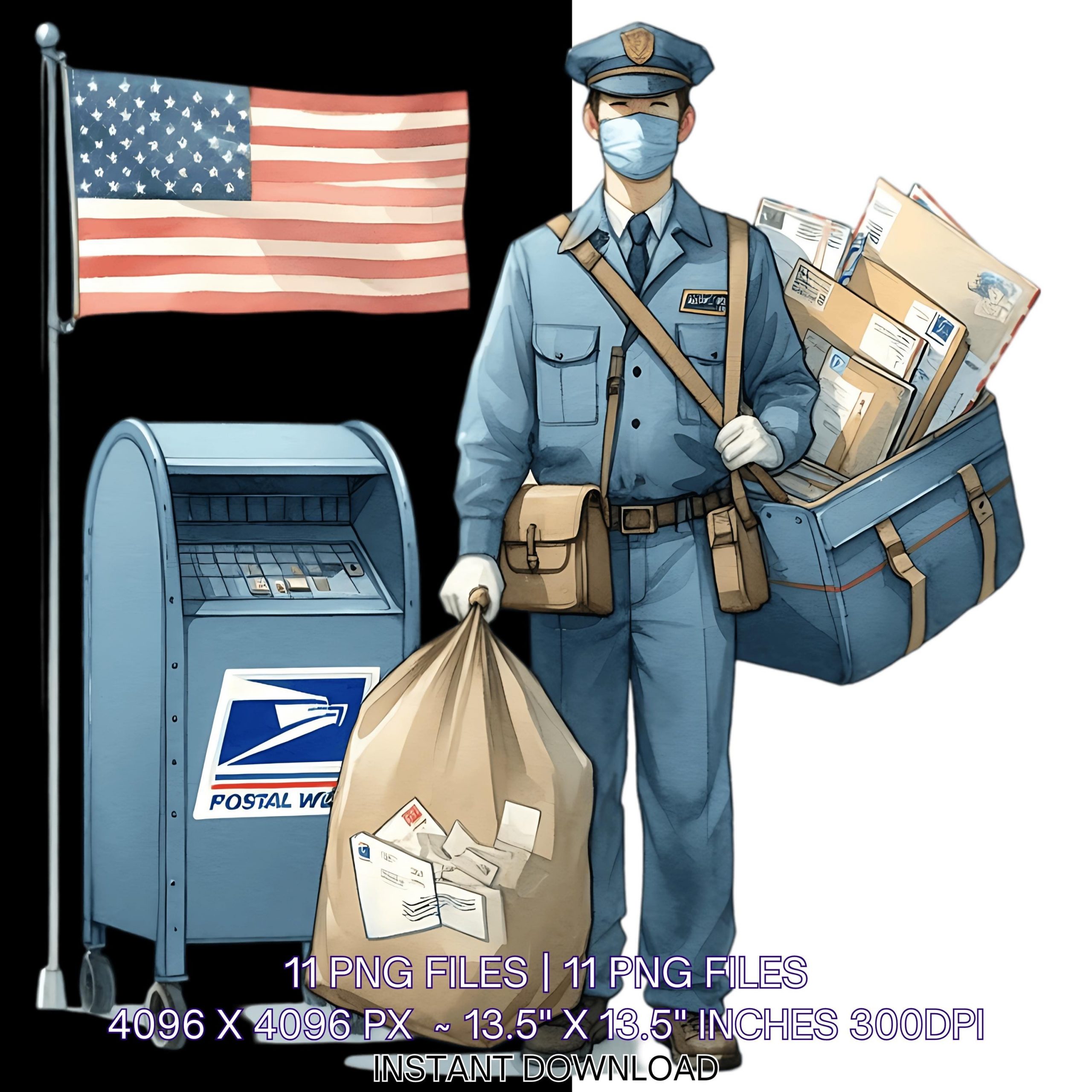 11 Postal Worker PNG | Watercolor Postal Worker Clipart | Mailman PNG | Postman Courier Mailwoman Mailperson Art Digital Commercial Use – Instant Digital Download