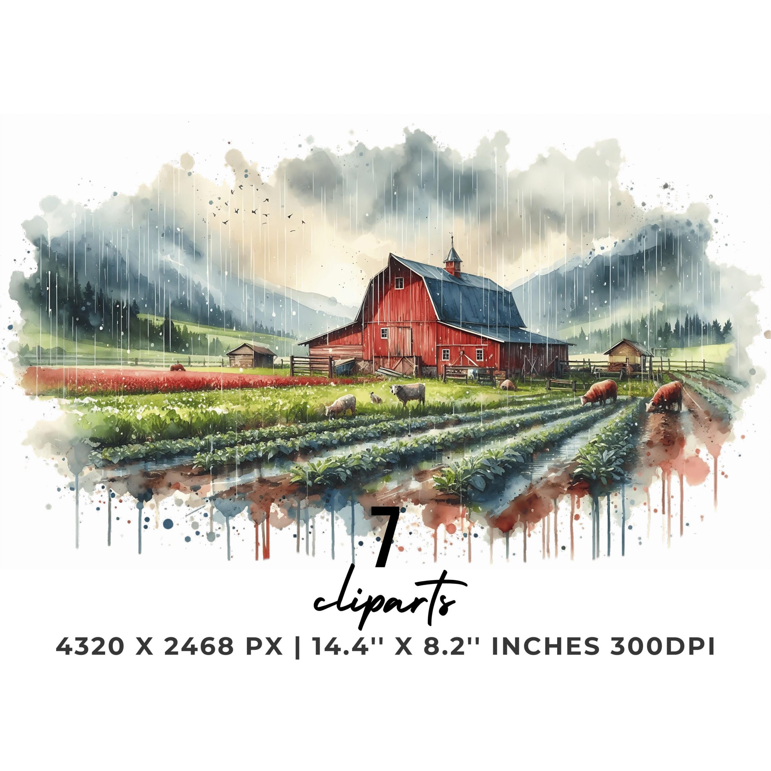 7 Rainfall Clipart PNG | Precipitation Clipart | Spring Rain Clipart | Tropical Rainforest Umbrella Rain Clipart Sublimation Commercial Use – Instant Digital Download