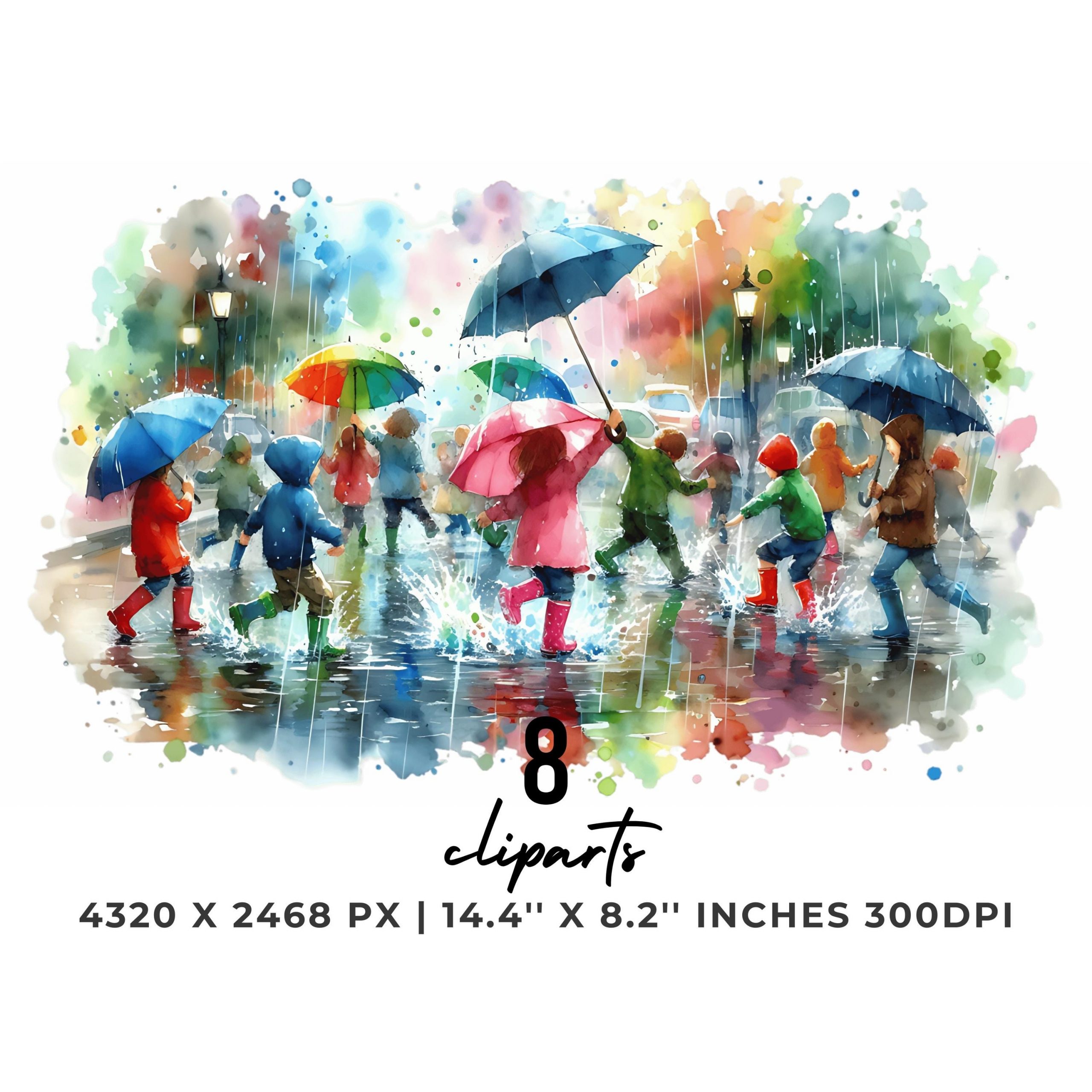 8 Rainfall Clipart PNG | Precipitation Clipart | Spring Rain Clipart | Tropical Rainforest Umbrella Rain Clipart Sublimation Commercial Use – Instant Digital Download