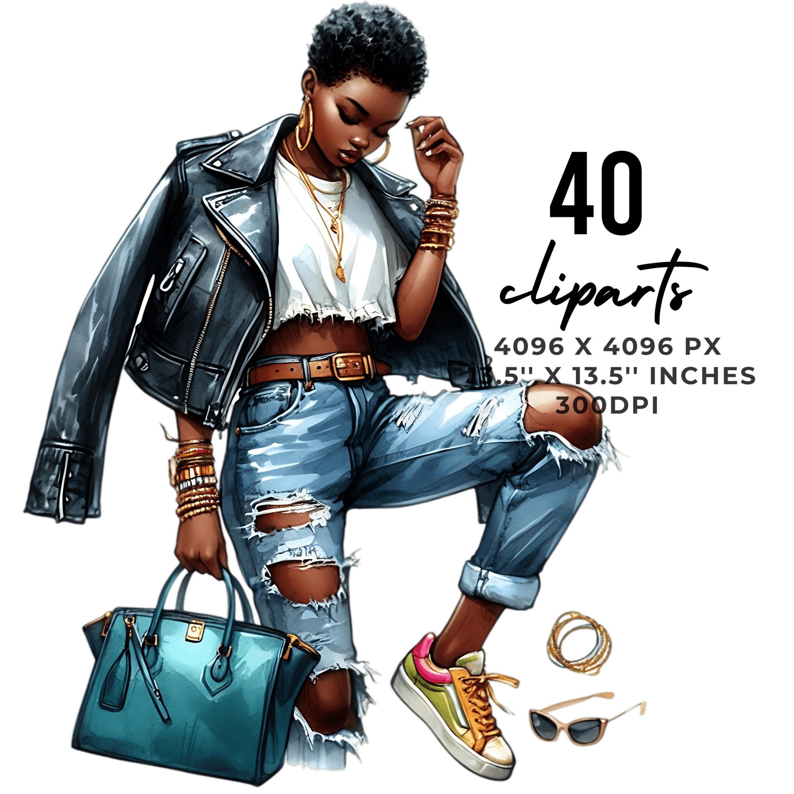 40 Black Girl Clipart PNG | Chibi Girl Clipart PNG | Afro Girl Clipart PNG | Denim Girl Clipart | Beautiful Girl Clipart |  Commercial Use – Instant Digital Download