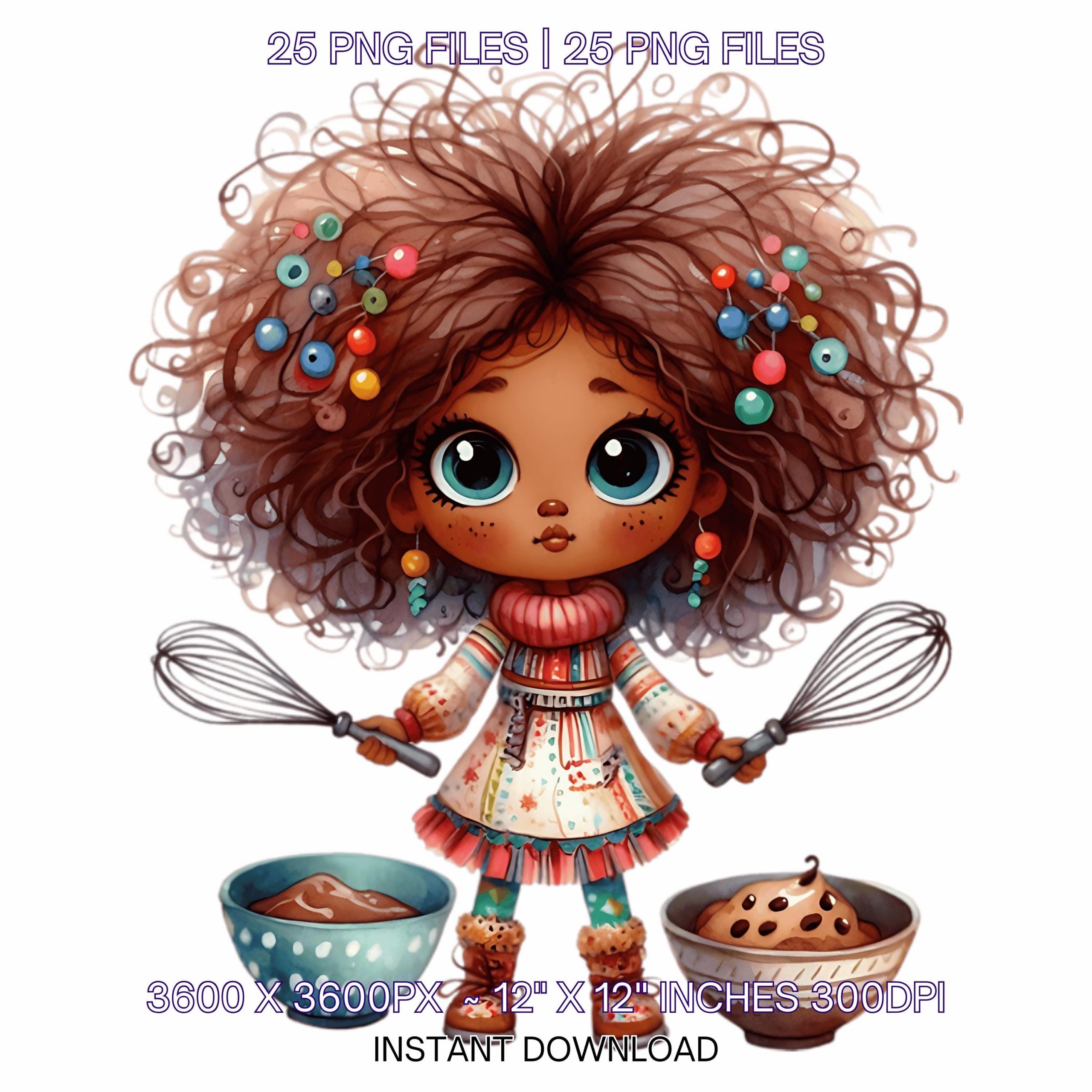 25 Quirky Girl Whisk Clipart | Cute Little Girl Using a Whisk PNG | Scrapbooking | Junk Journaling | Card Making Whimsical | Commercial Use – Instant Digital Download