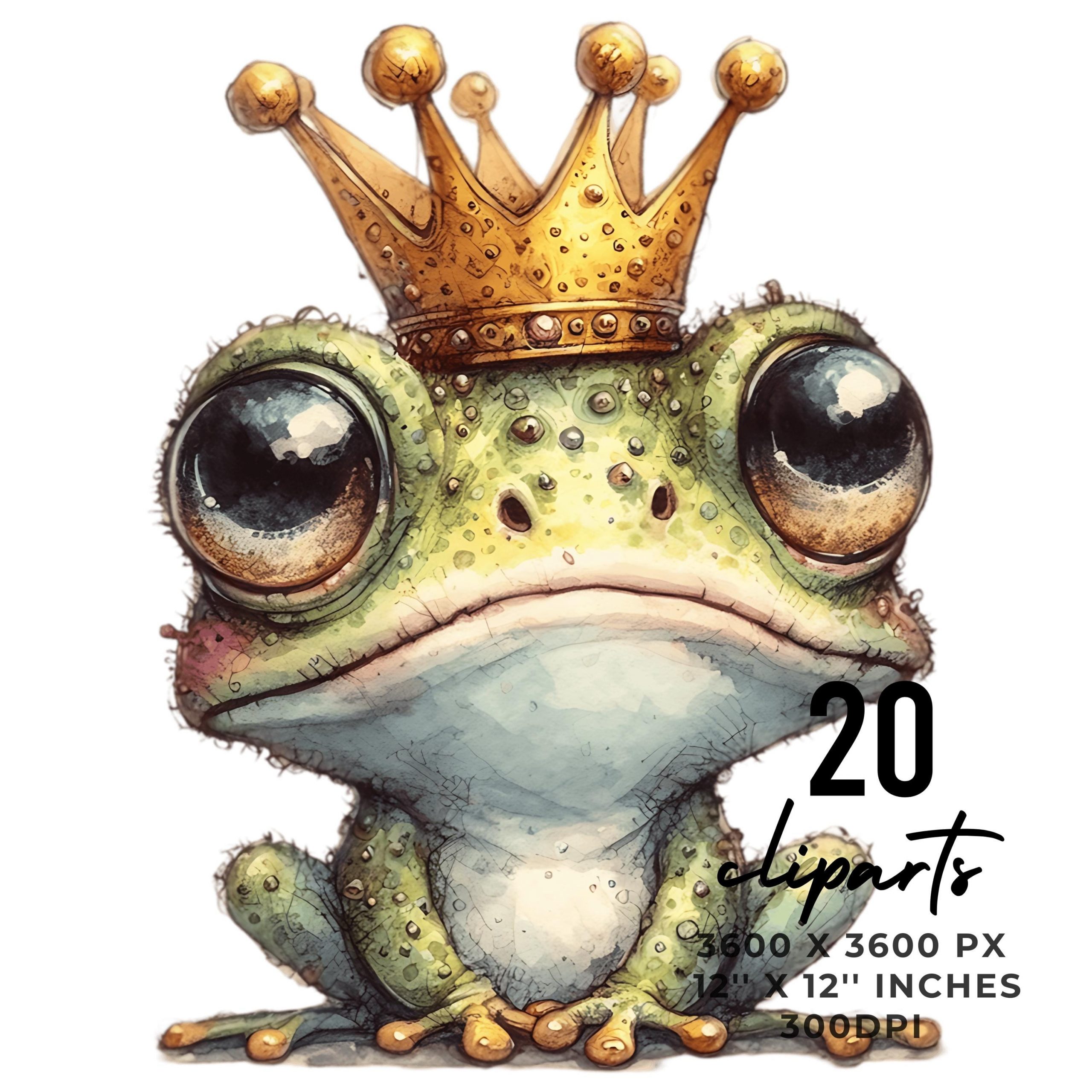 20 Quirky Coffee Grumpy Frog PNG Clipart | King Frog PNG | Crown Frog | Whimsical Scrapbooking Junk Journaling Card Making | Commercial Use – Instant Digital Download