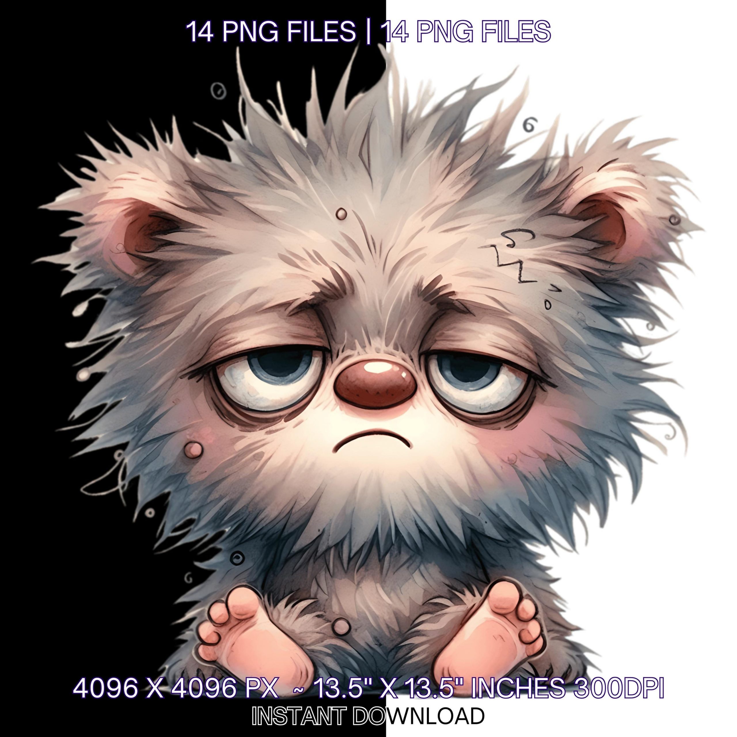 14 Quirky Grumpy Bear Clip Art PNG | Frazzled Bear Clipart High-Resolution Whimsical Scrapbooking Junk Journaling Card Making Commercial Use – Instant Digital Download
