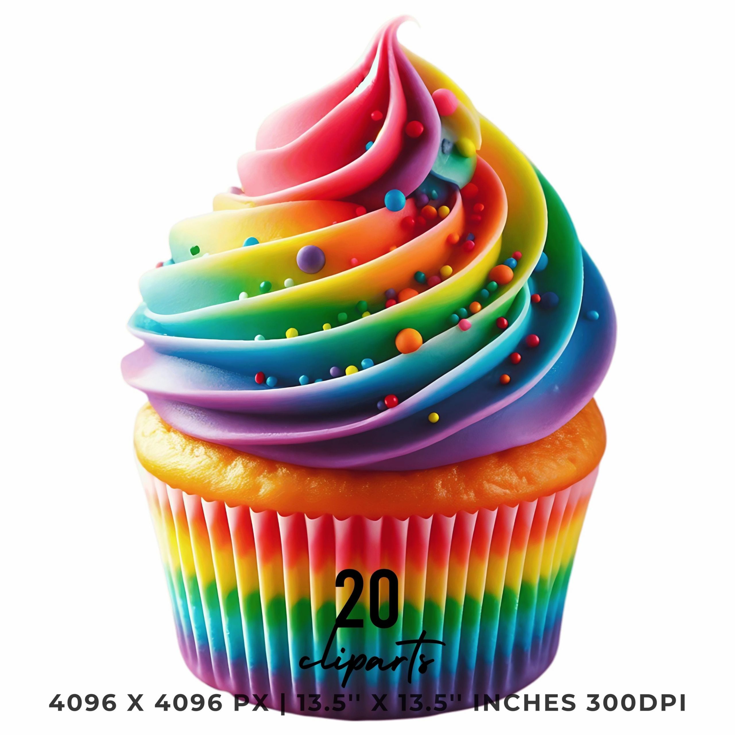 Cupcakes Clipart 20 PNG 20 JPG | Sweet Dessert Graphics | Bakery Printable Art | Cute Cupcake Designs | Commercial Use – Instant Digital Download