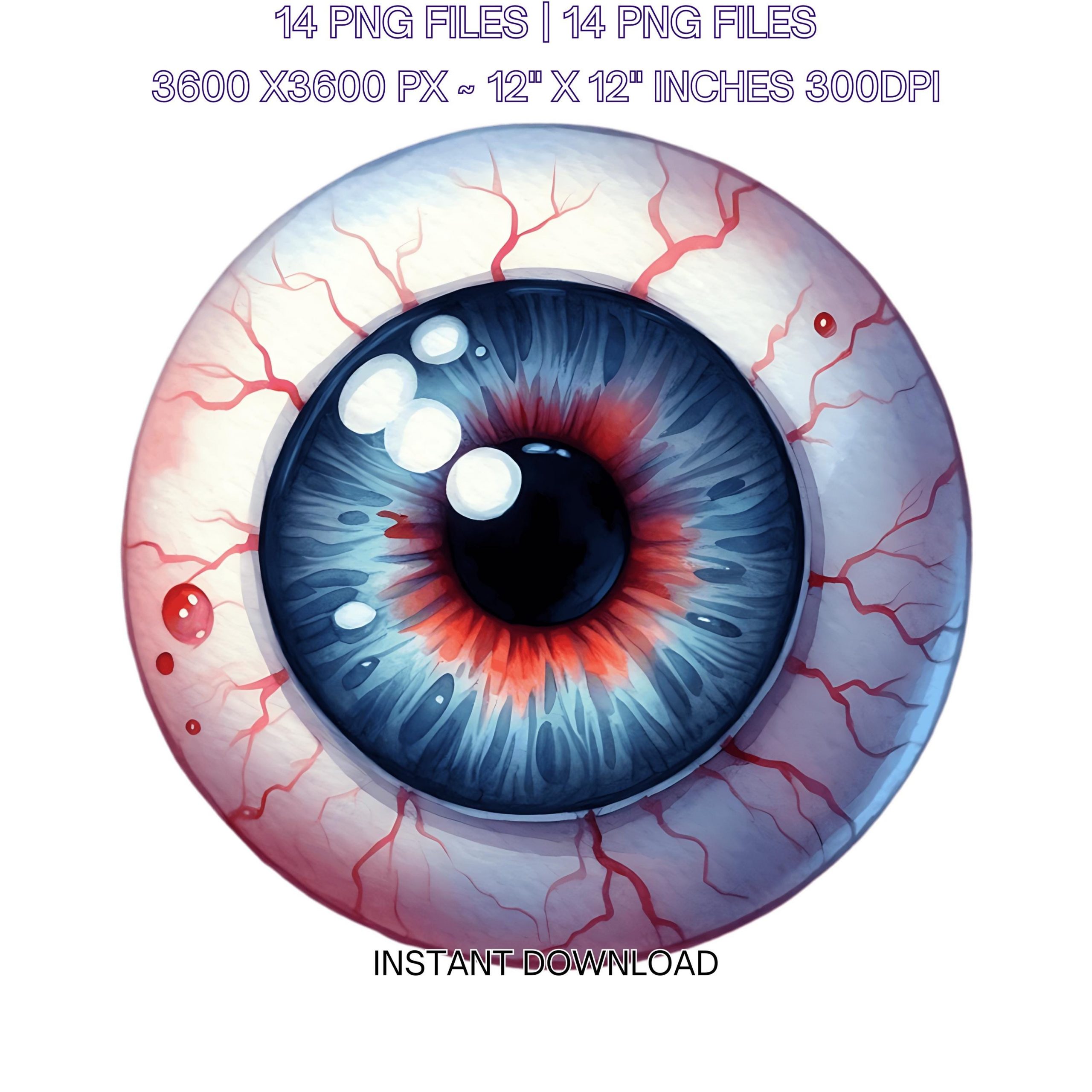 14 Halloween Eyeball PNG Clipart | Scary Halloween Zombie Eye Clipart | Whimsical Aesthetic Ephemera Spooky Shirt Sublimation Commercial Use – Instant Digital Download