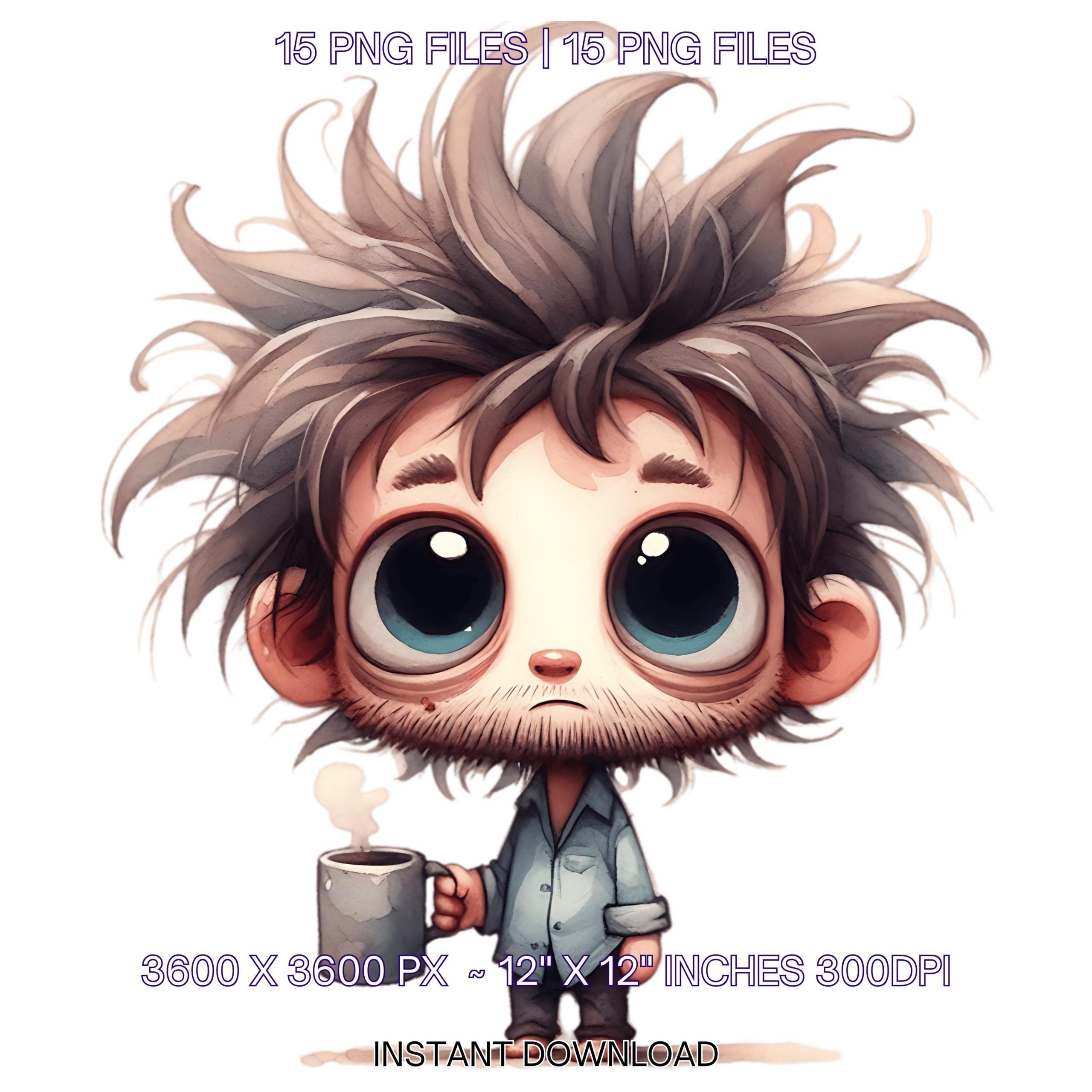 15 Grumpy Man PNG | Frazzled Quirky Depressed Man Clipart | Angry Man Whimsical Junk Journaling Scrapbooking Sublimation Art Commercial Use – Instant Digital Download