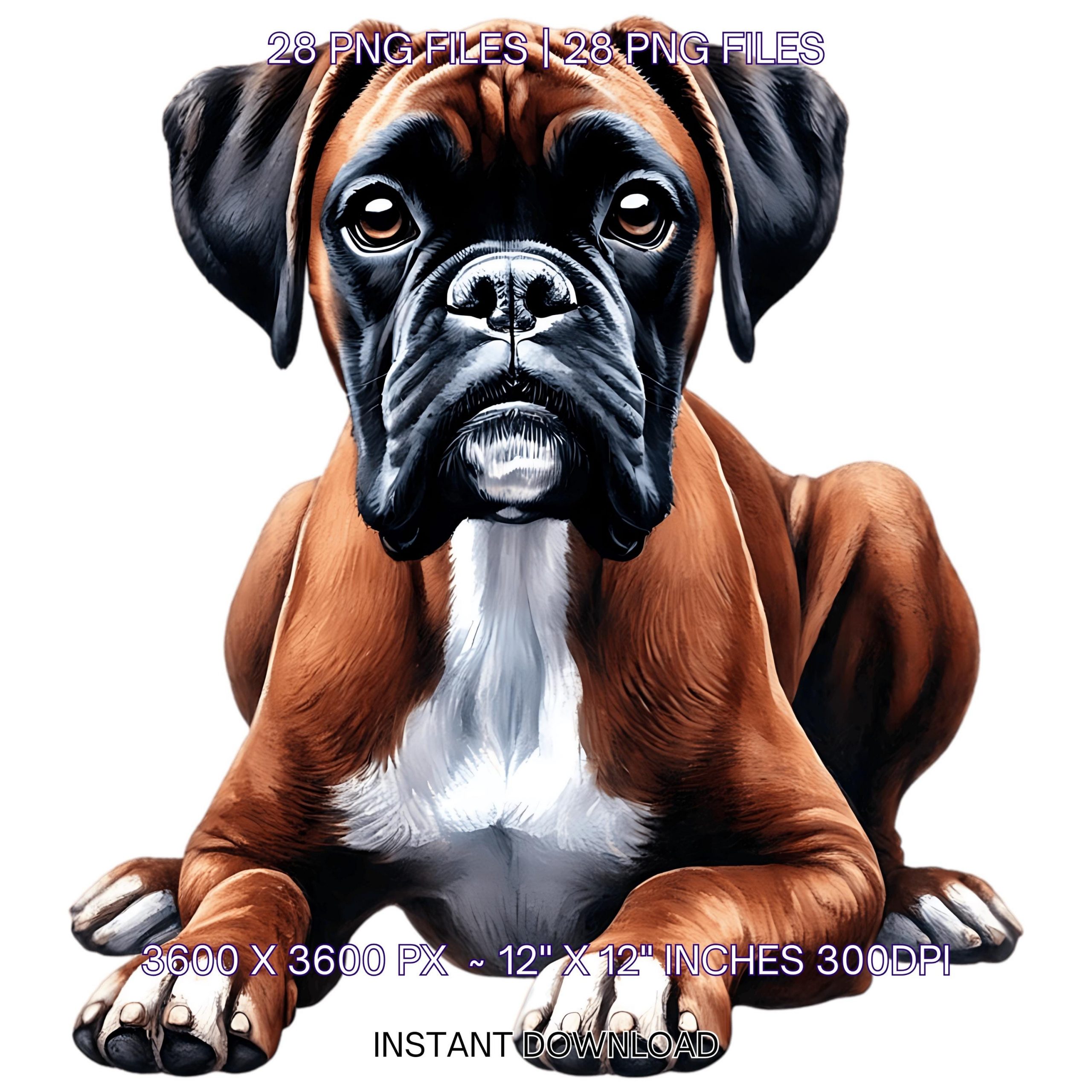 Boxer Dog Clipart Bundle | 28 PNG 28 JPG Watercolor Boxer | Dog Clip Art for Card Making, Junk Journaling, Sublimation | Commercial Use – Instant Digital Download