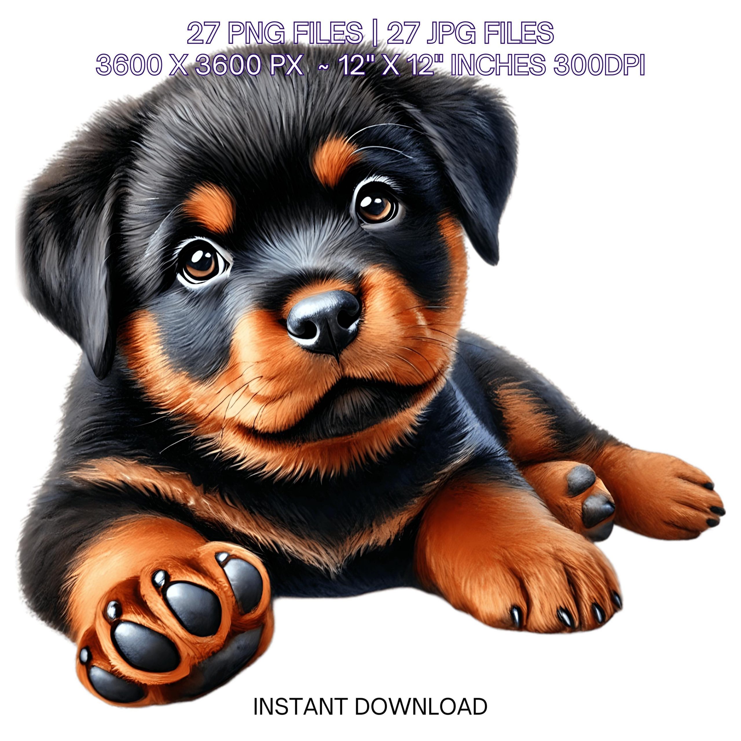 27 Rottweiler Puppy Dog PNG Clipart | Watercolor Rottweiler Puppy for Card Making, Scrapbooking Pet Portrait, Sublimation Commercial Use – Instant Digital Download