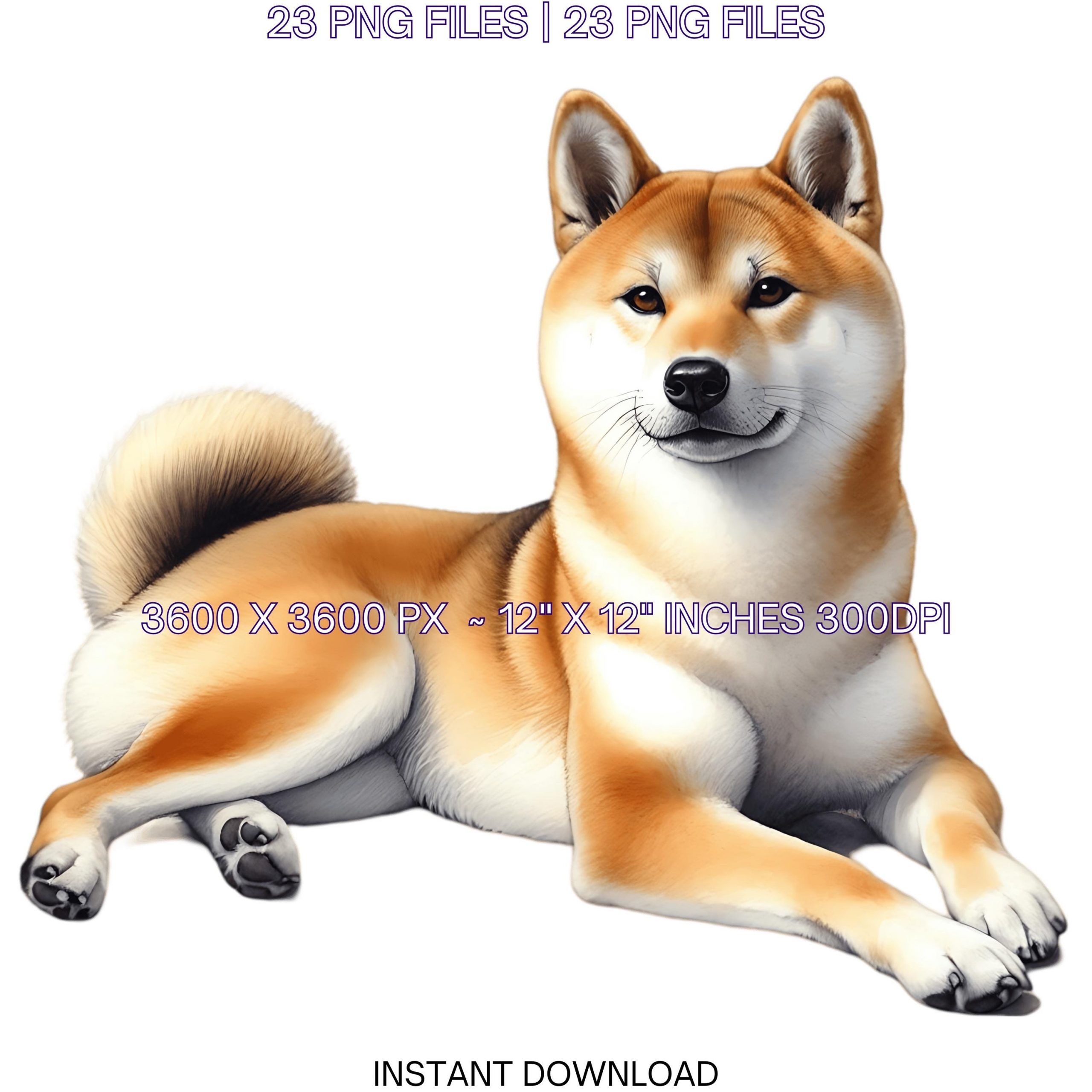 23 Shiba Inu Dog PNG Clipart, Watercolor Shiba Inu Dog Card Making, Scrapbooking, Junk Journaling, Sublimation Illustrations Commercial Use – Instant Digital Download