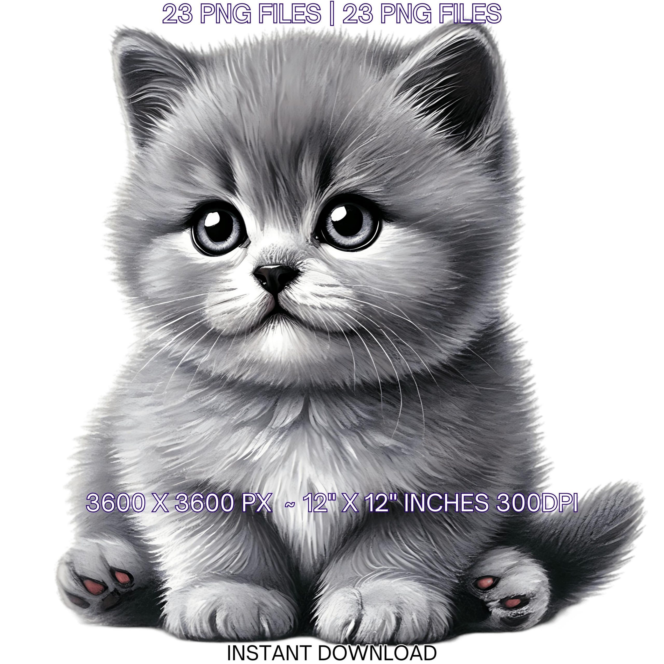 23 British Shorthair Kitten PNG Clipart | Pet Portrait | Watercolor Pet Card Making, Scrapbooking, Sublimation Illustrations, Commercial Use – Instant Digital Download