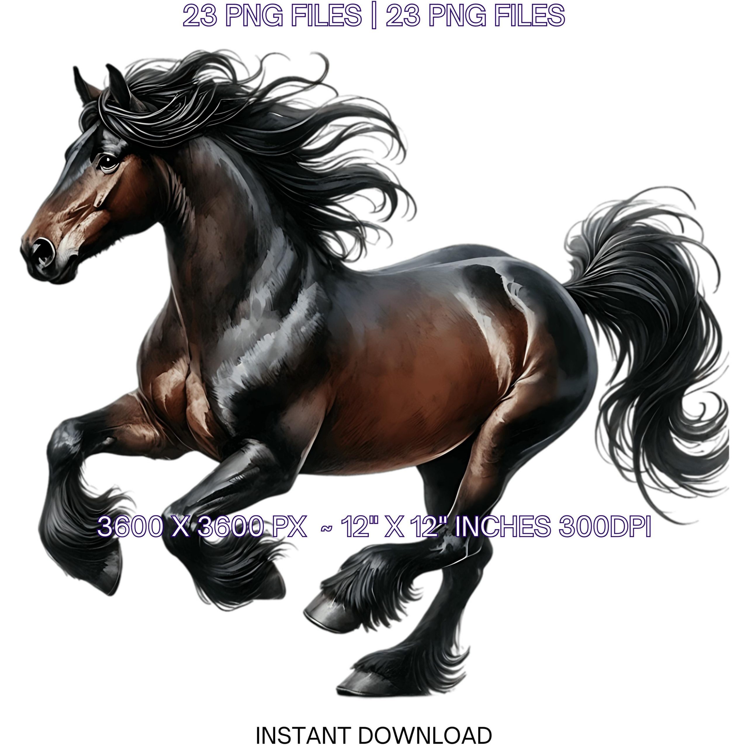23 Morgan Horse PNG Clipart, Watercolor Farm Animals for Card Making, Scrapbooking Junk Journaling, Sublimation Illustrations Commercial Use – Instant Digital Download