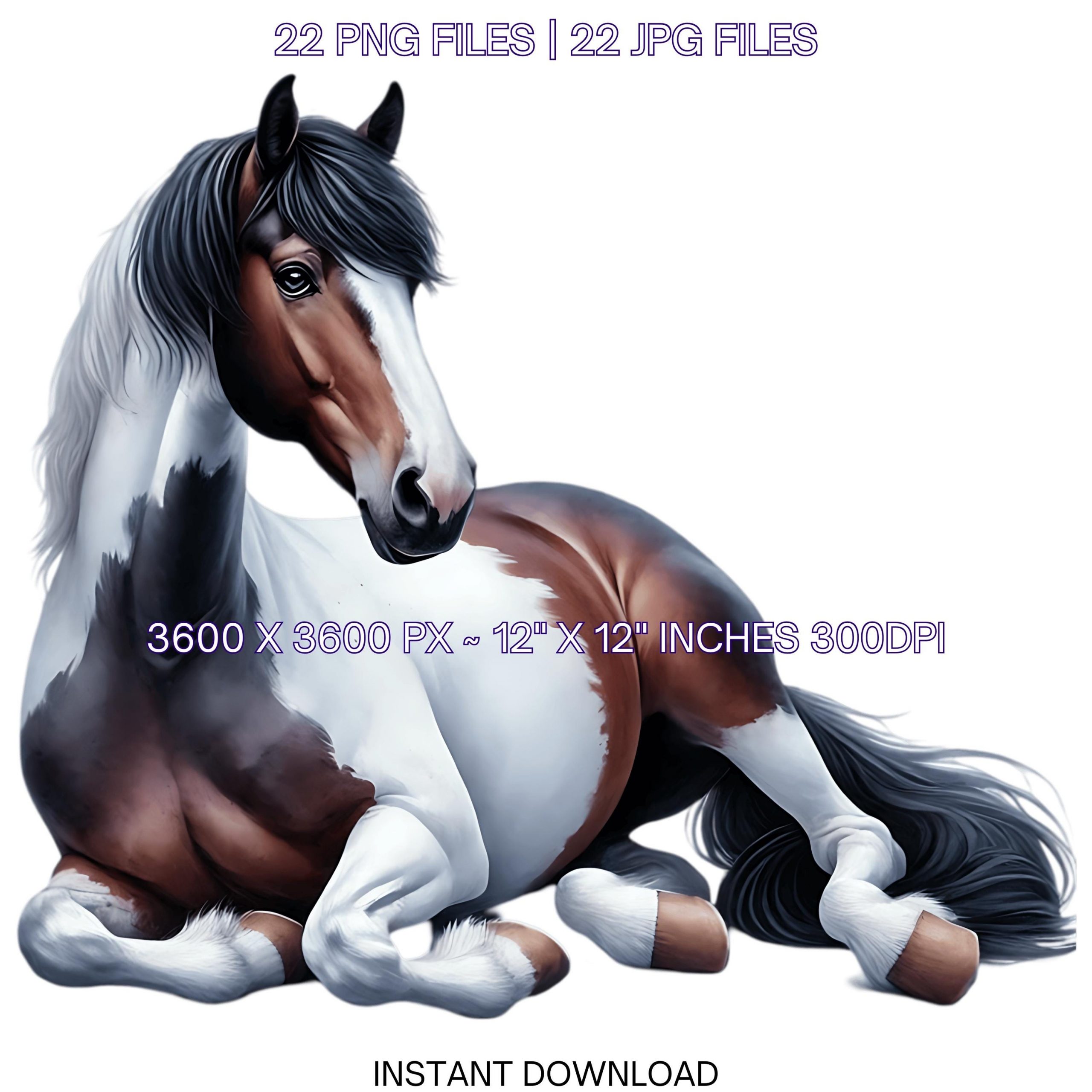 22 Tennessee Walking Horse PNG Clipart, Watercolor Farm Animals Card Making, Scrapbooking, Junk Journaling, Sublimation Image Commercial Use – Instant Digital Download