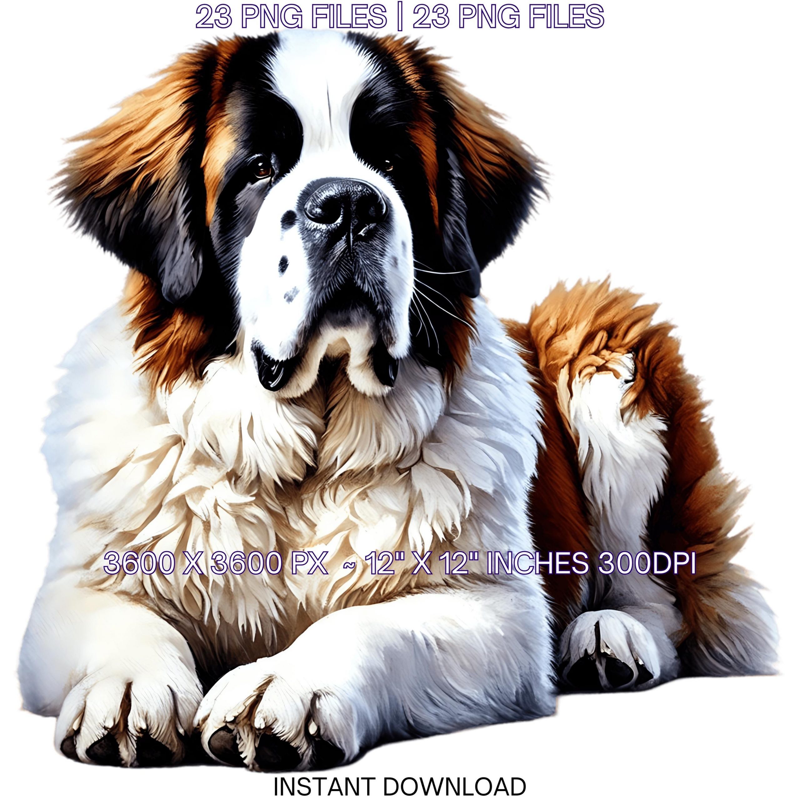 23 Saint Bernard Dog PNG Clipart, Watercolor Dog for Card Making, Scrapbooking, Junk Journaling, Sublimation Illustrations Commercial Use – Instant Digital Download