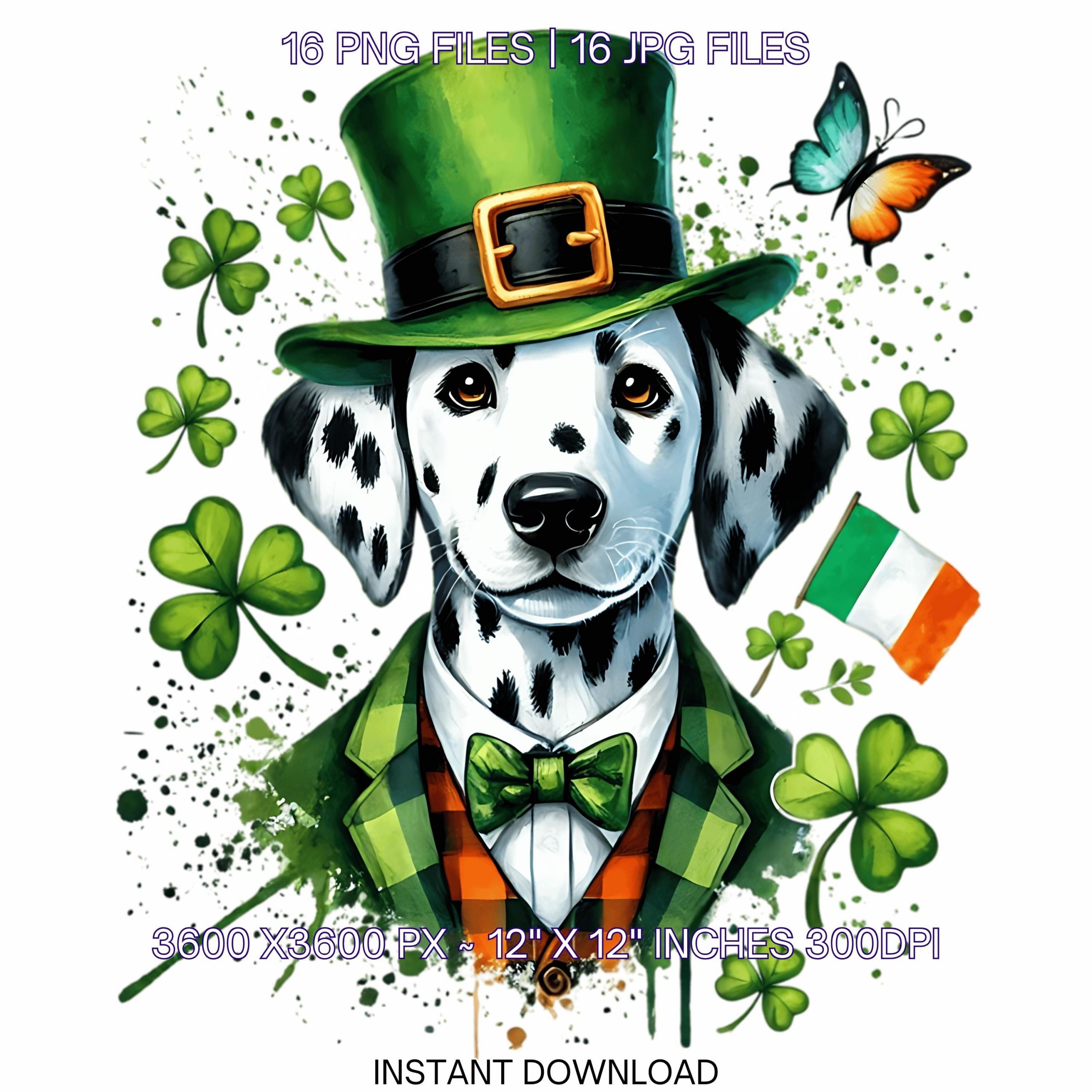 16 St. Patrick’s Day Dalmatian Dog PNG Clipart Sublimation | Irish Dalmatian Dog | Dalmatian Lover | Shamrock Sublimation | Commercial Use – Instant Digital Download