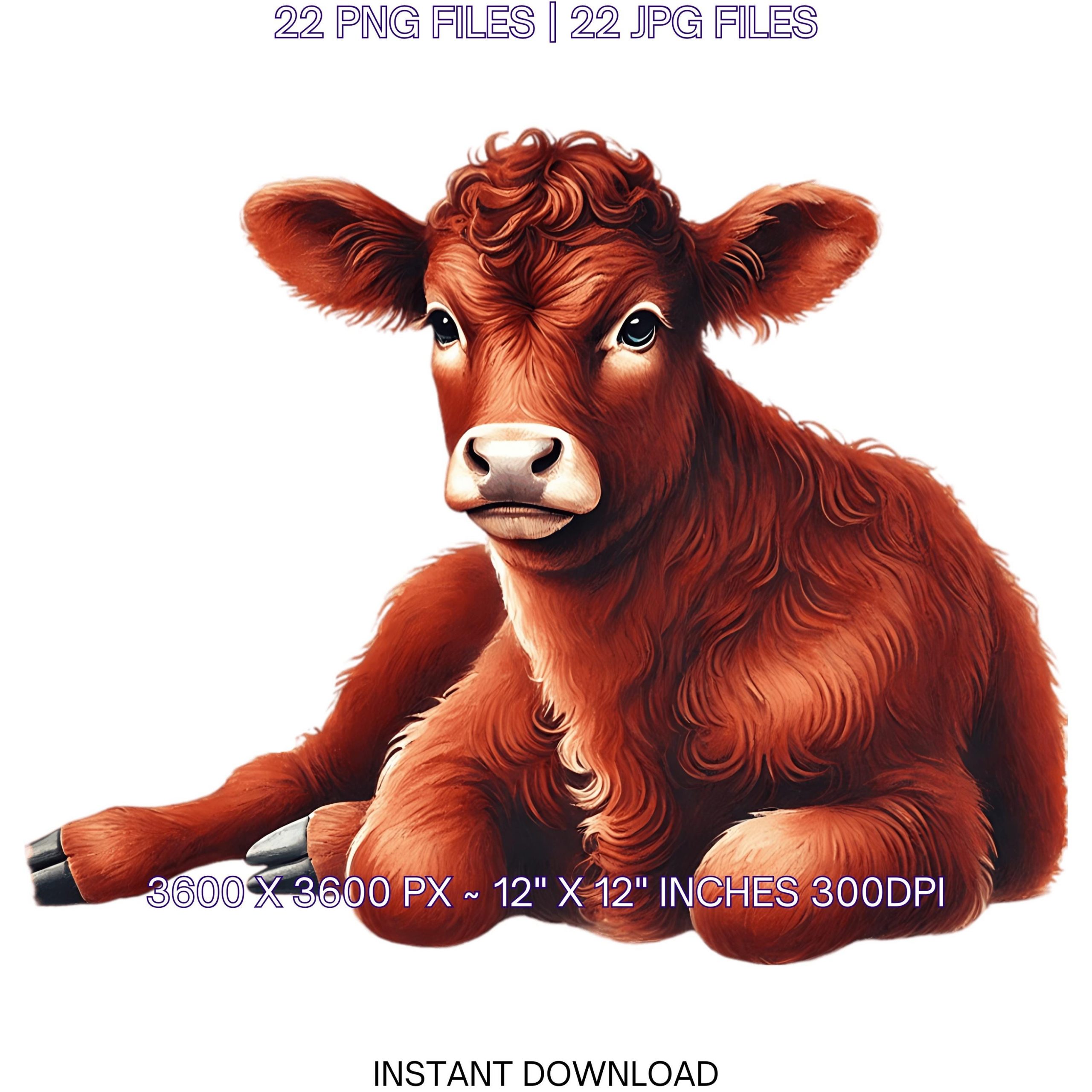 22 Red Angus Cattle PNG Clipart, Watercolor Farm Animals Cows for Card Making, Scrapbooking Junk Journaling Sublimation Image Commercial Use – Instant Digital Download