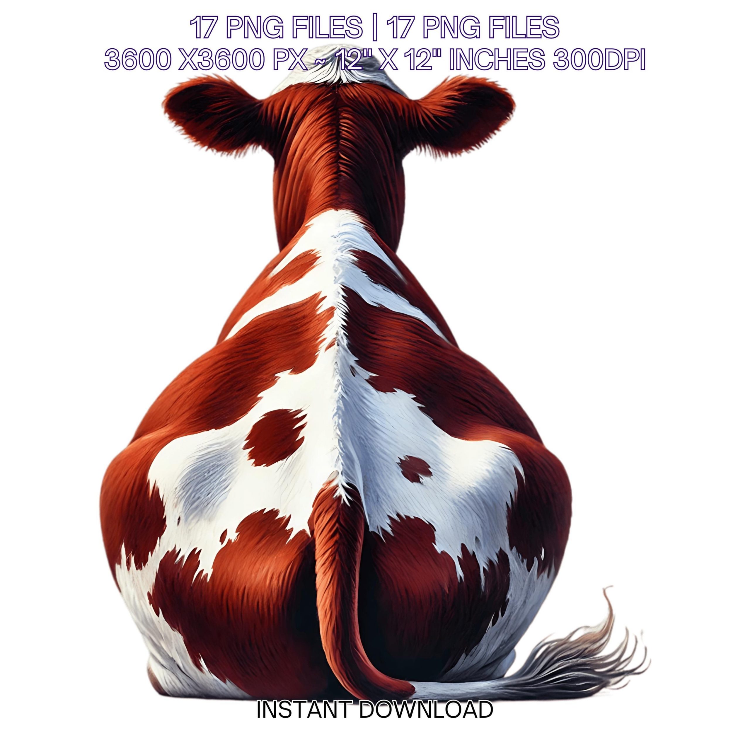 17 Simmental Cattle PNG Clipart, Watercolor Farm Animals Cows for Card Making, Scrapbooking Junk Journaling Sublimation Image Commercial Use – Instant Digital Download