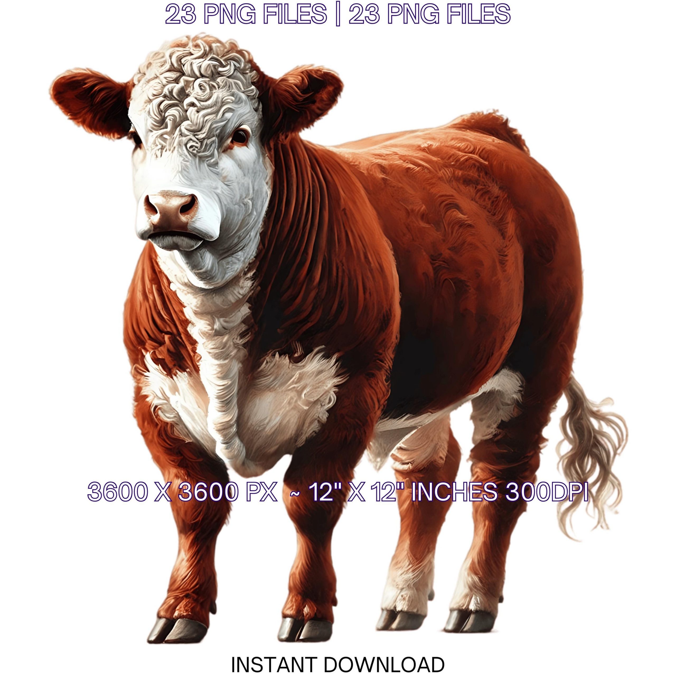 Hereford Cattle Clipart PNG JPG | 23 Farm Cow Watercolor Images | Sublimation, Junk Journal, Scrapbooking | 23 png & 23 jpg Commercial Use – Instant Digital Download