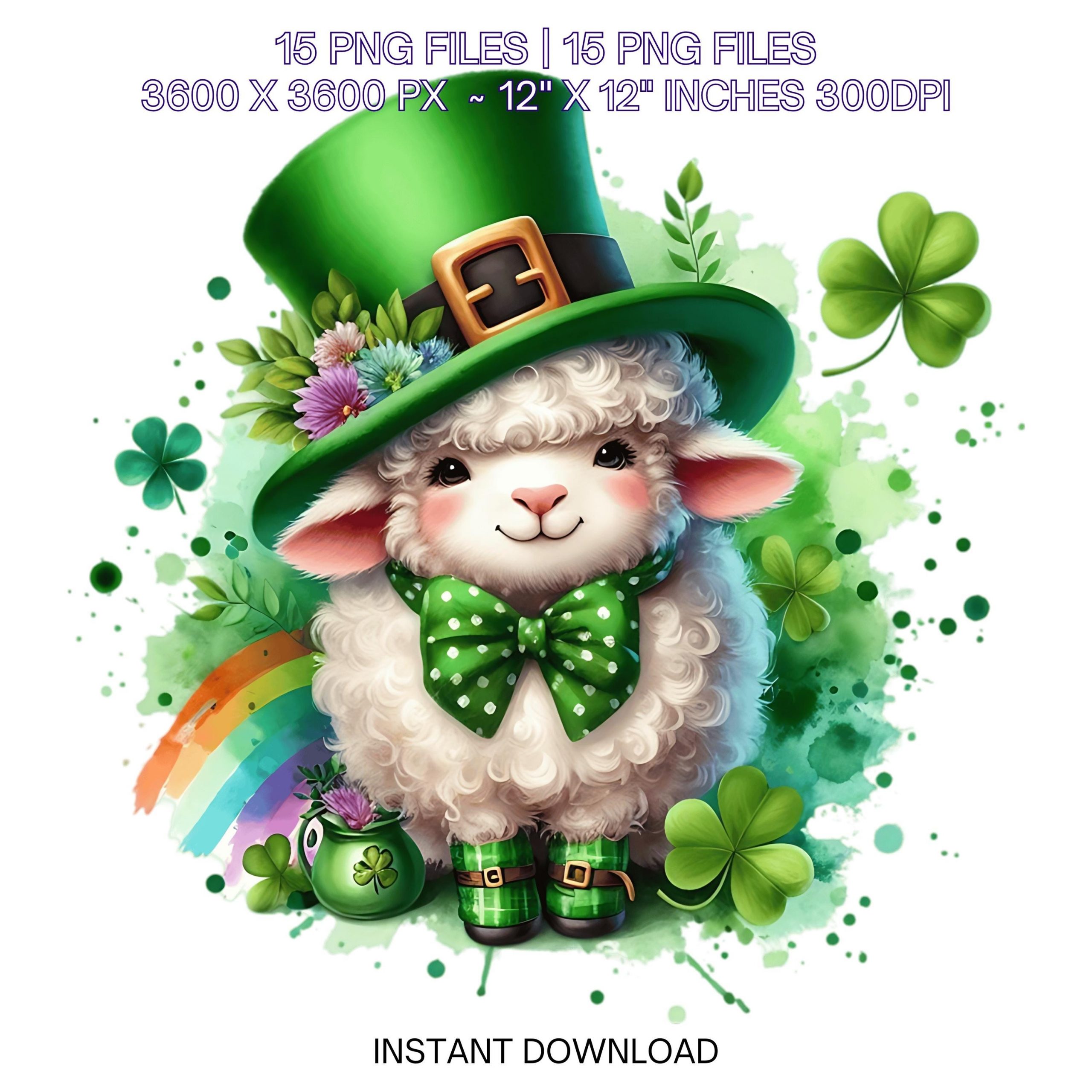 St. Patrick Irish Sheep & Irish Flag PNG | 15 Farm Sheep for St. Patrick Day Party Clipart Transparent Clipart Sublimation Commercial Use – Instant Digital Download