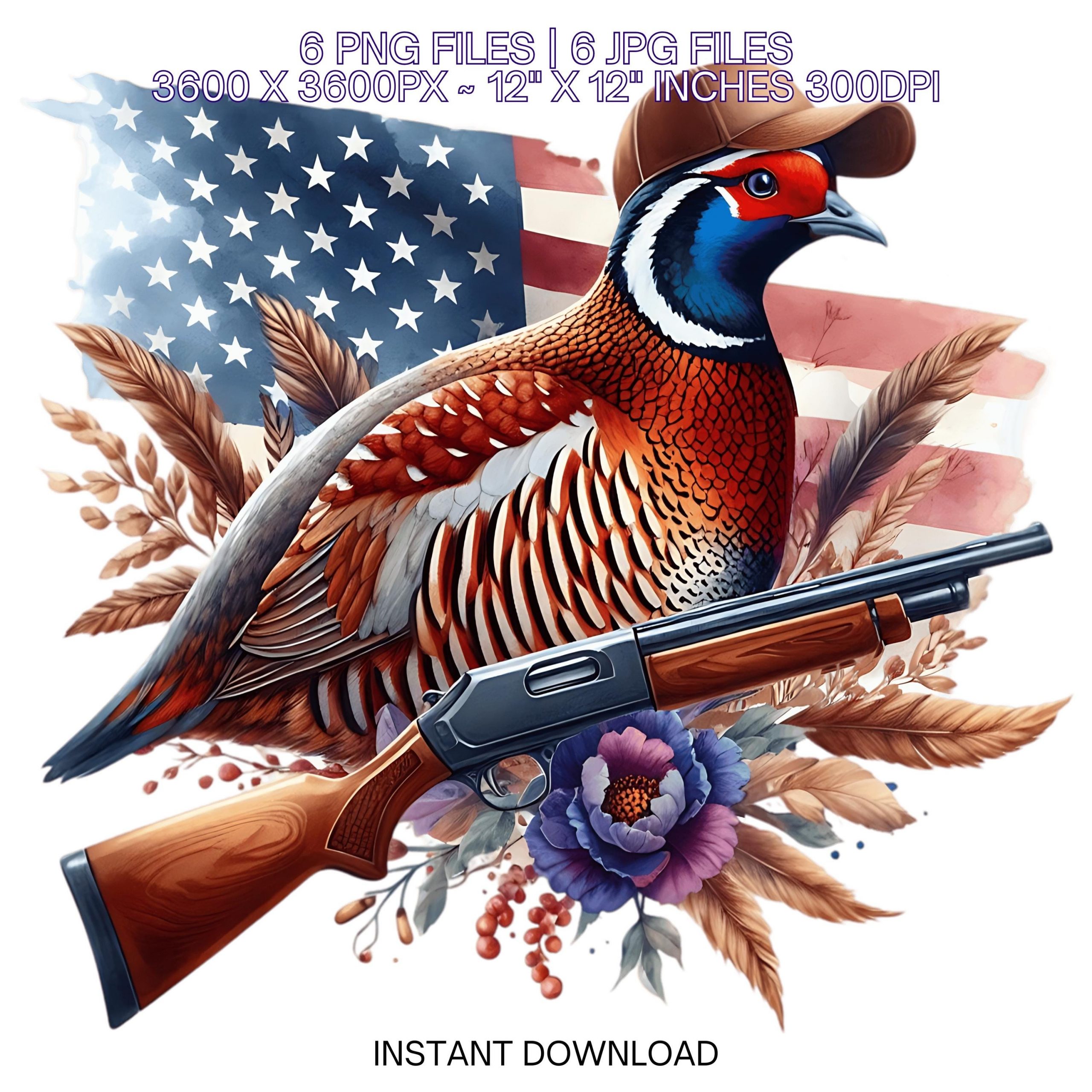 Watercolor Partridge Flag PNG | 6 Patriotic USA Flag Partridge Hunting Clipart | United States Flag Partridge Sublimation Commercial Use – Instant Digital Download