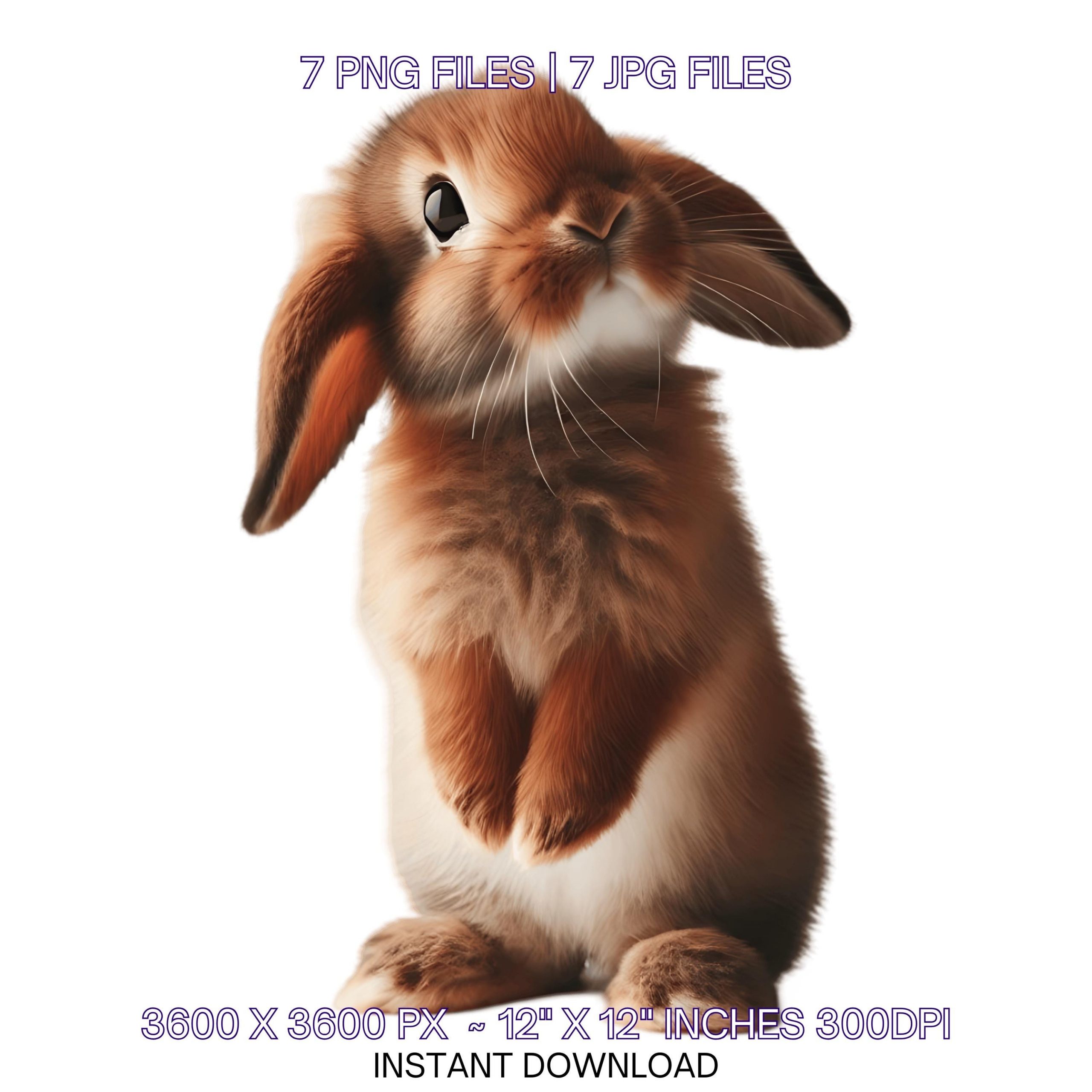 7 Cute Watercolor Brown Rabbit Watercolor Clipart PNG | Spring Easter Funny Bunny Graphic Design Illustration Sublimation | Commercial Use – Instant Digital Download