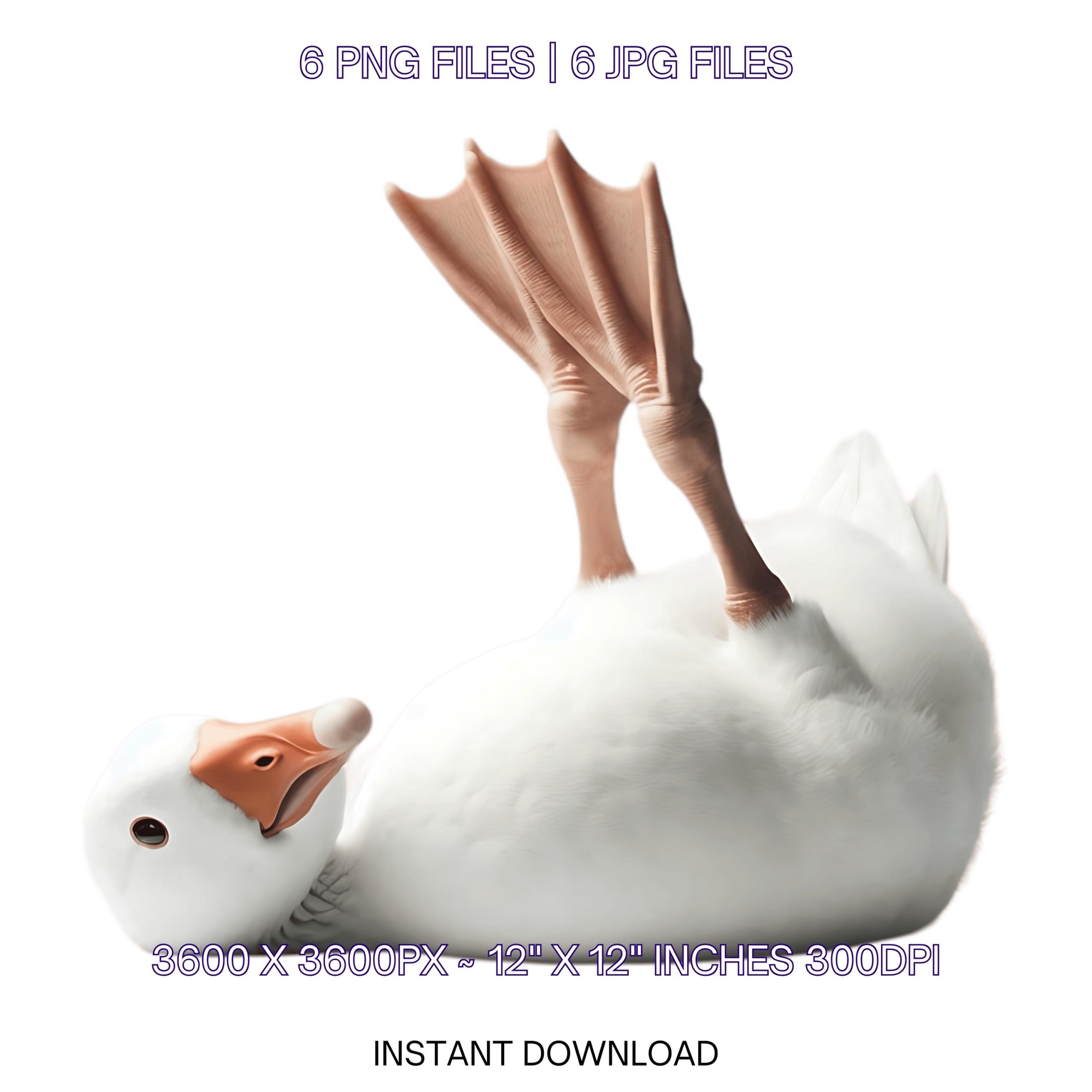 6 White Goose PNG Clipart Transparent | Watercolor Farm Goose for Card Making, Scrapbooking, Junk Journaling, Sublimation | Commercial Use – Instant Digital Download