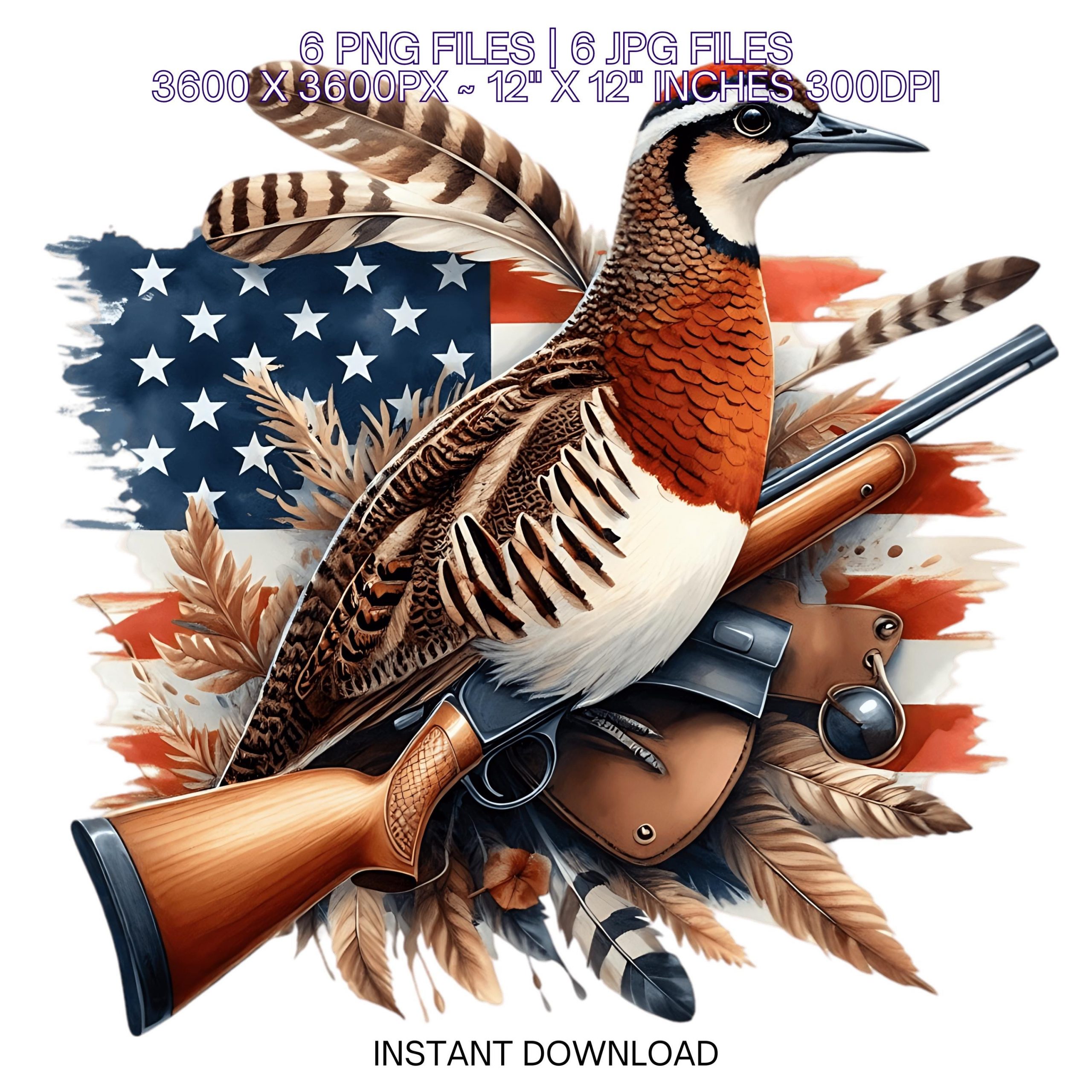 Watercolor Woodcock Flag PNG | 6 Patriotic USA Flag Woodcock Hunting Clipart | United States Flag Woodcock Sublimation Commercial Use – Instant Digital Download