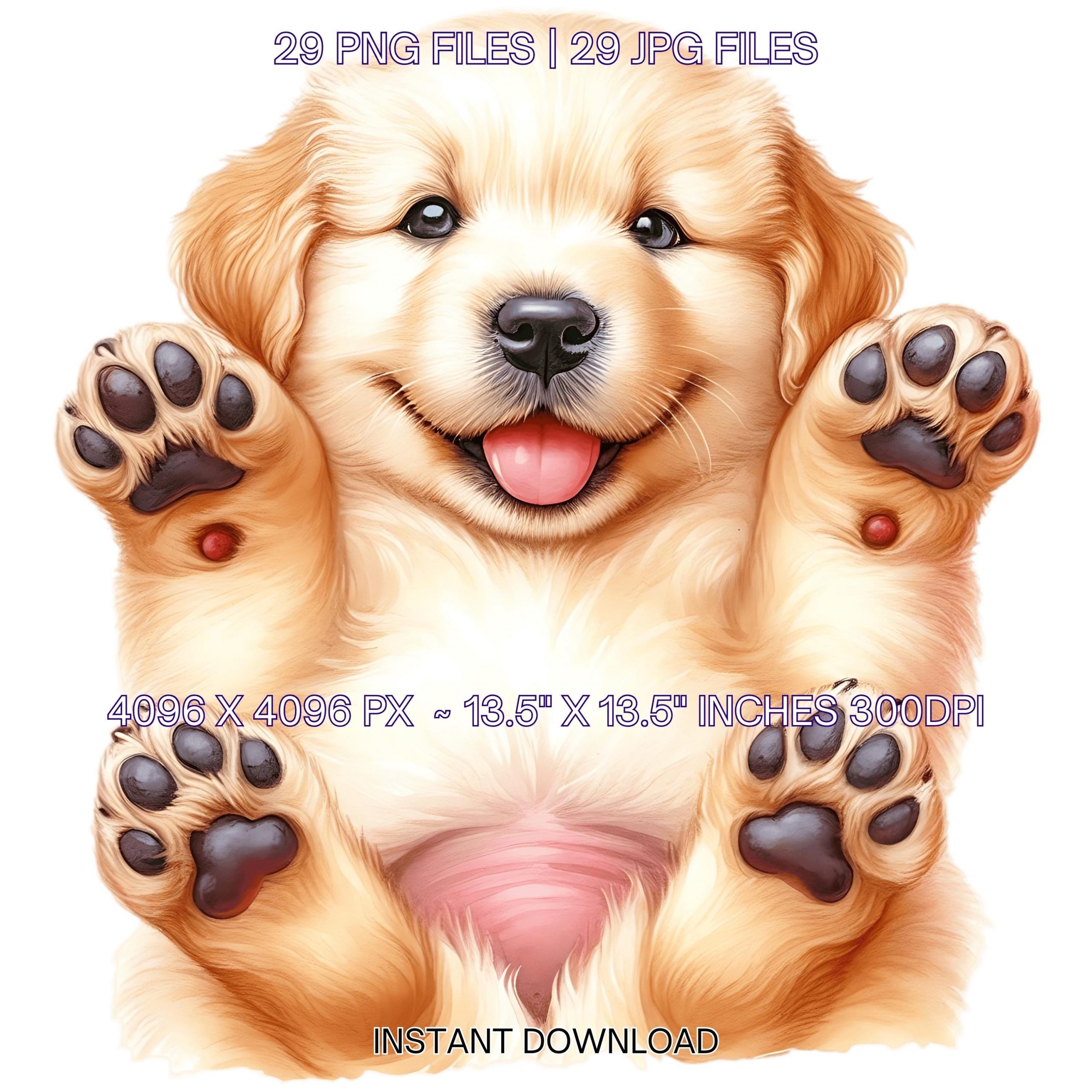 29 Golden Retriever Puppy PNG Clipart | Watercolor Puppy for Card Making, Scrapbooking Junk Journaling, Sublimation Commercial Use – Instant Digital Download