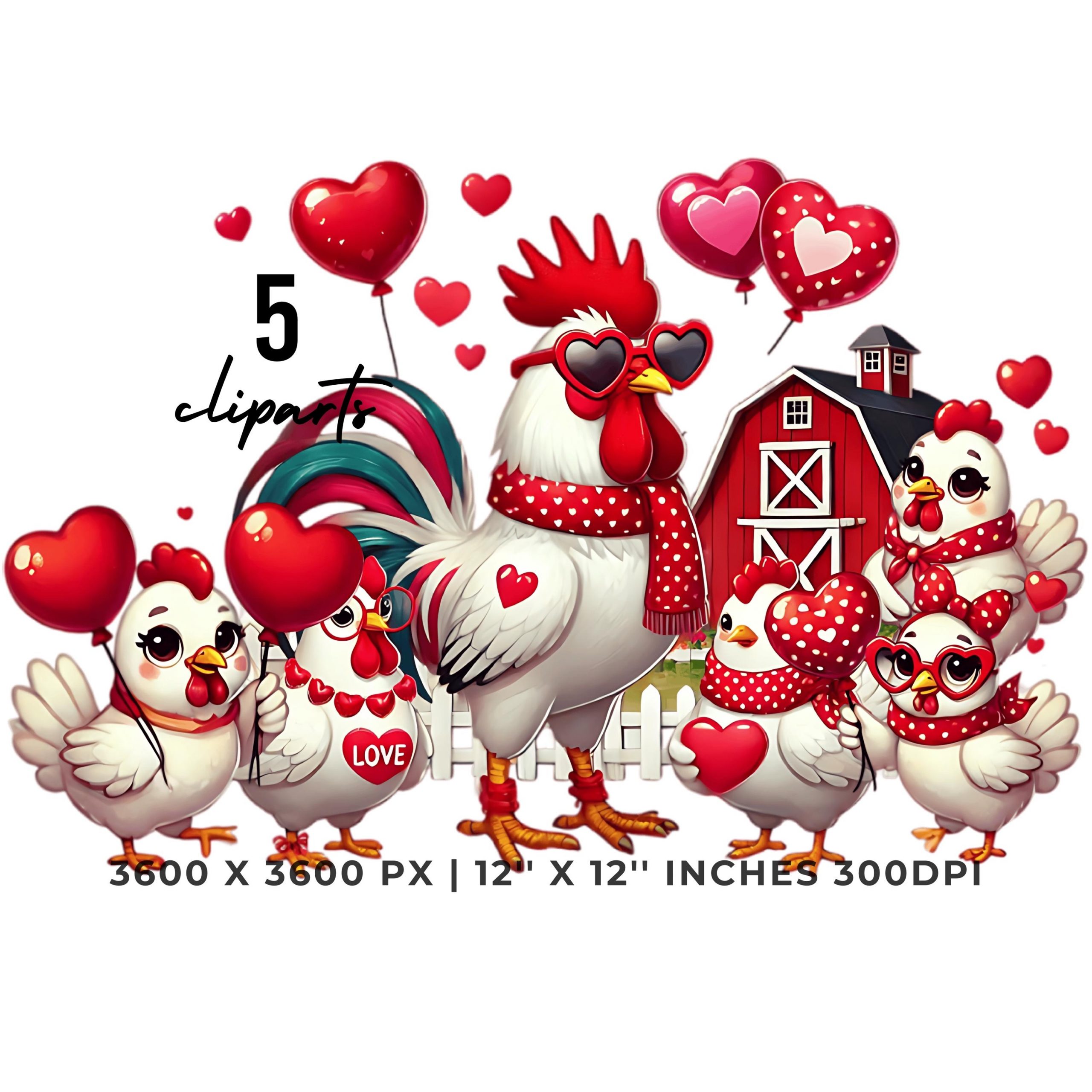 Farm Party Clipart | 5 PNG 5 JPG | Roosters, Hens & Chickens | Funny Farm Life for Boys and Girls | Sublimation, Scrapbooking Commercial Use – Instant Digital Download